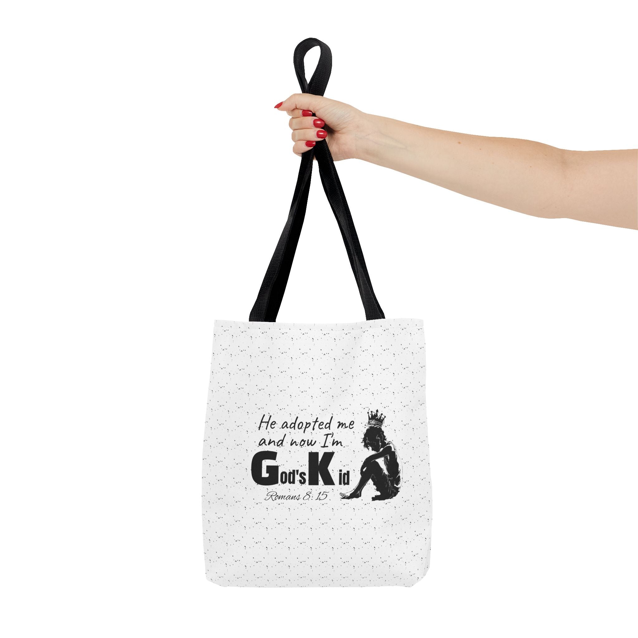 Christian Adoption Tote Bag — "He adopted me and now I'm God's Kid" Inspirational Canvas Tote - God's Kids Clothing