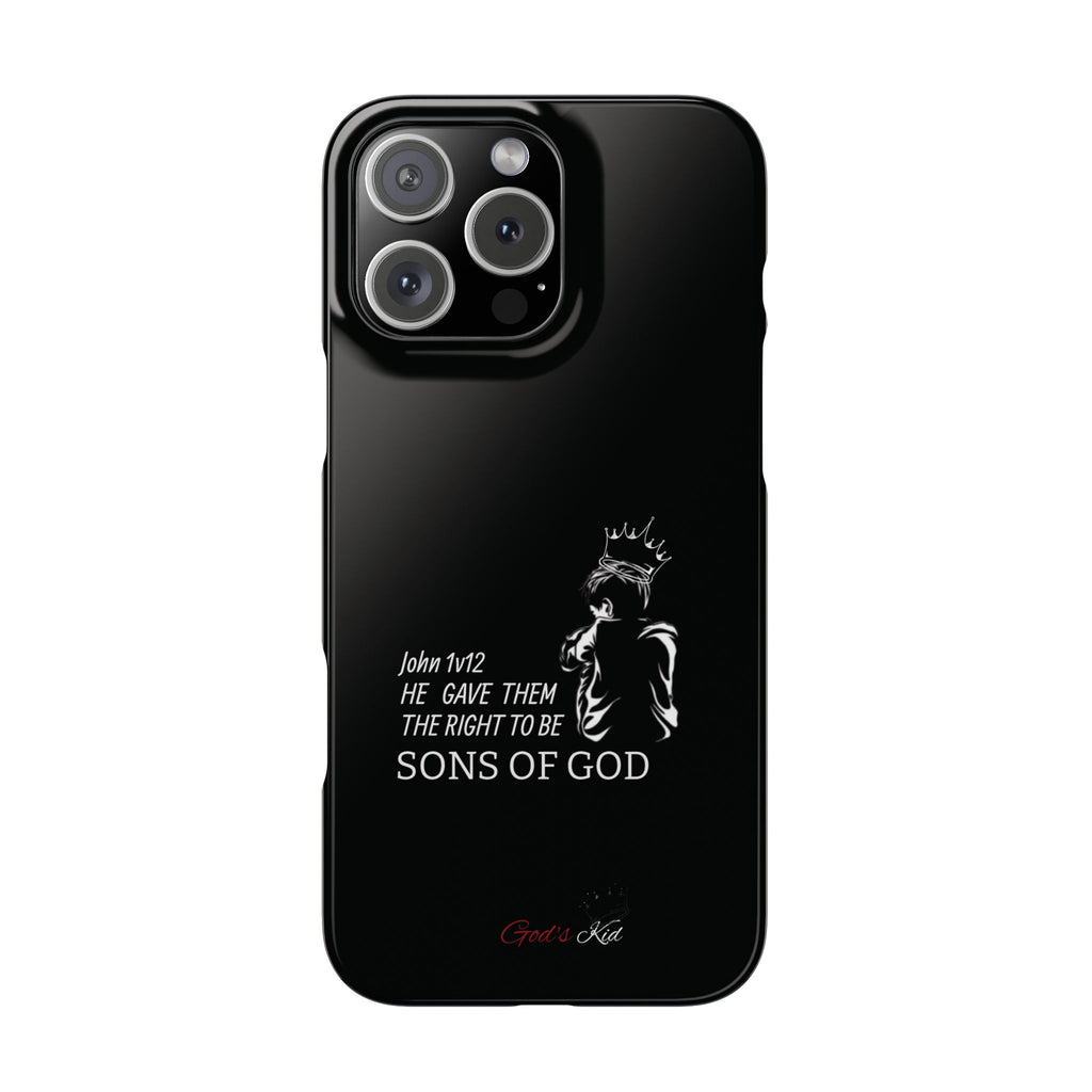 Slim Phone Case - 'God's Kid' Design black - God's Kids Clothing