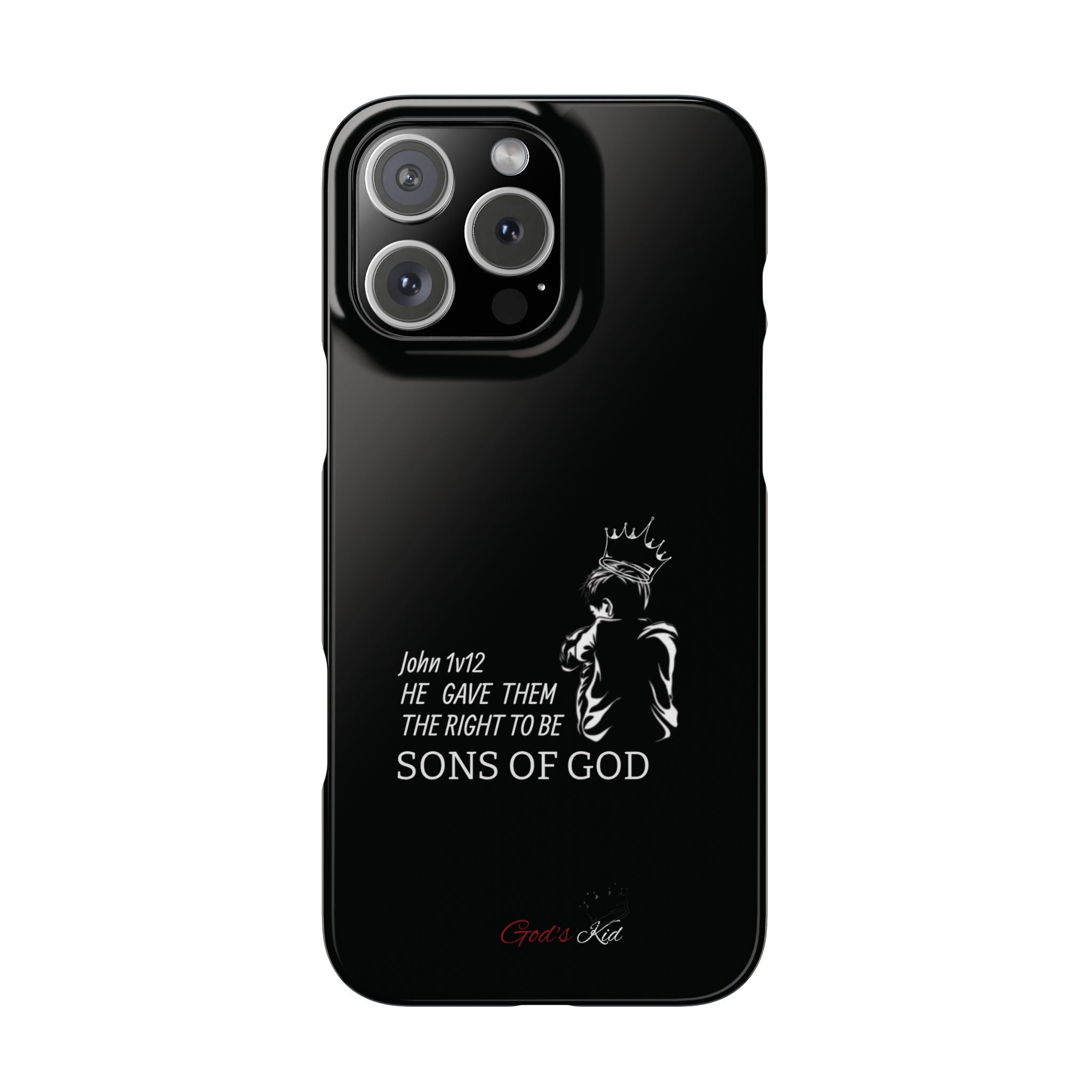 Slim Phone Case - 'God's Kid' Design black - God's Kids Clothing