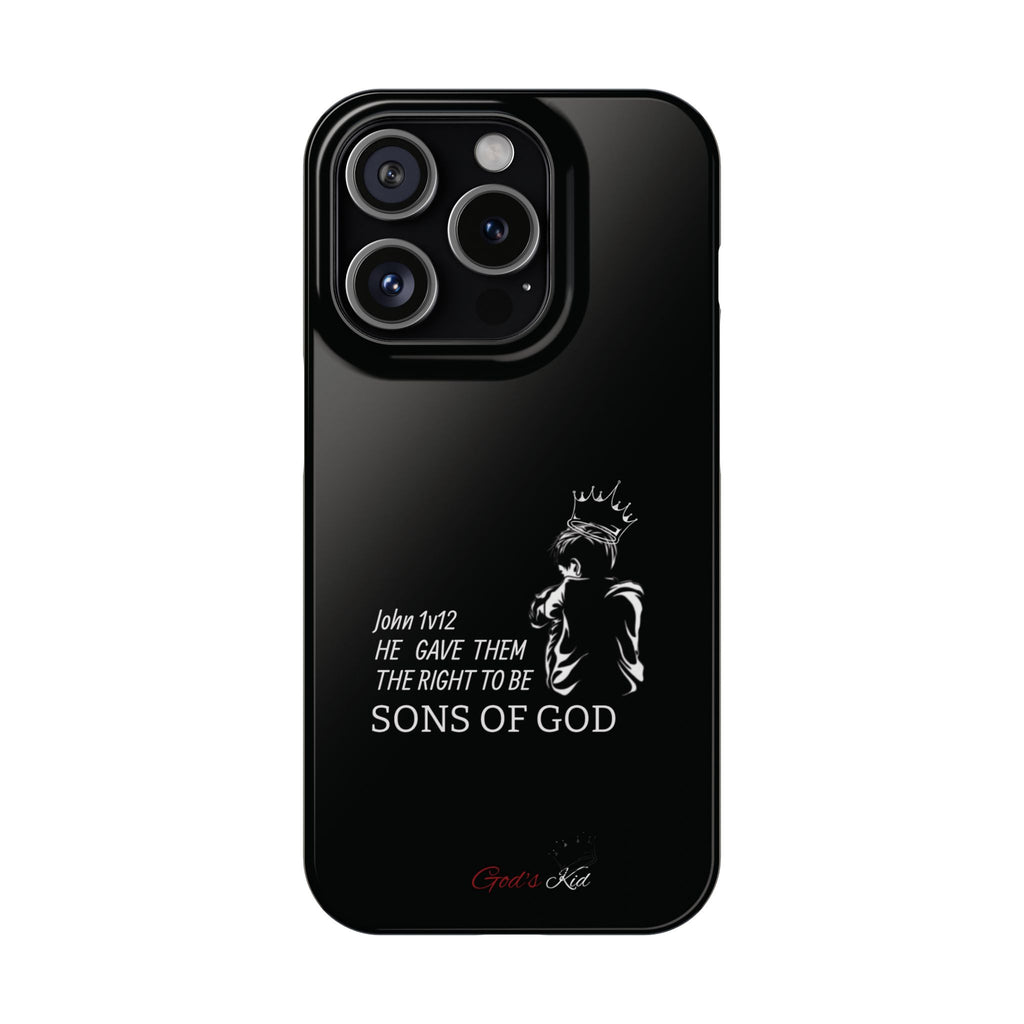 Slim Phone Case - 'God's Kid' Design black - God's Kids Clothing