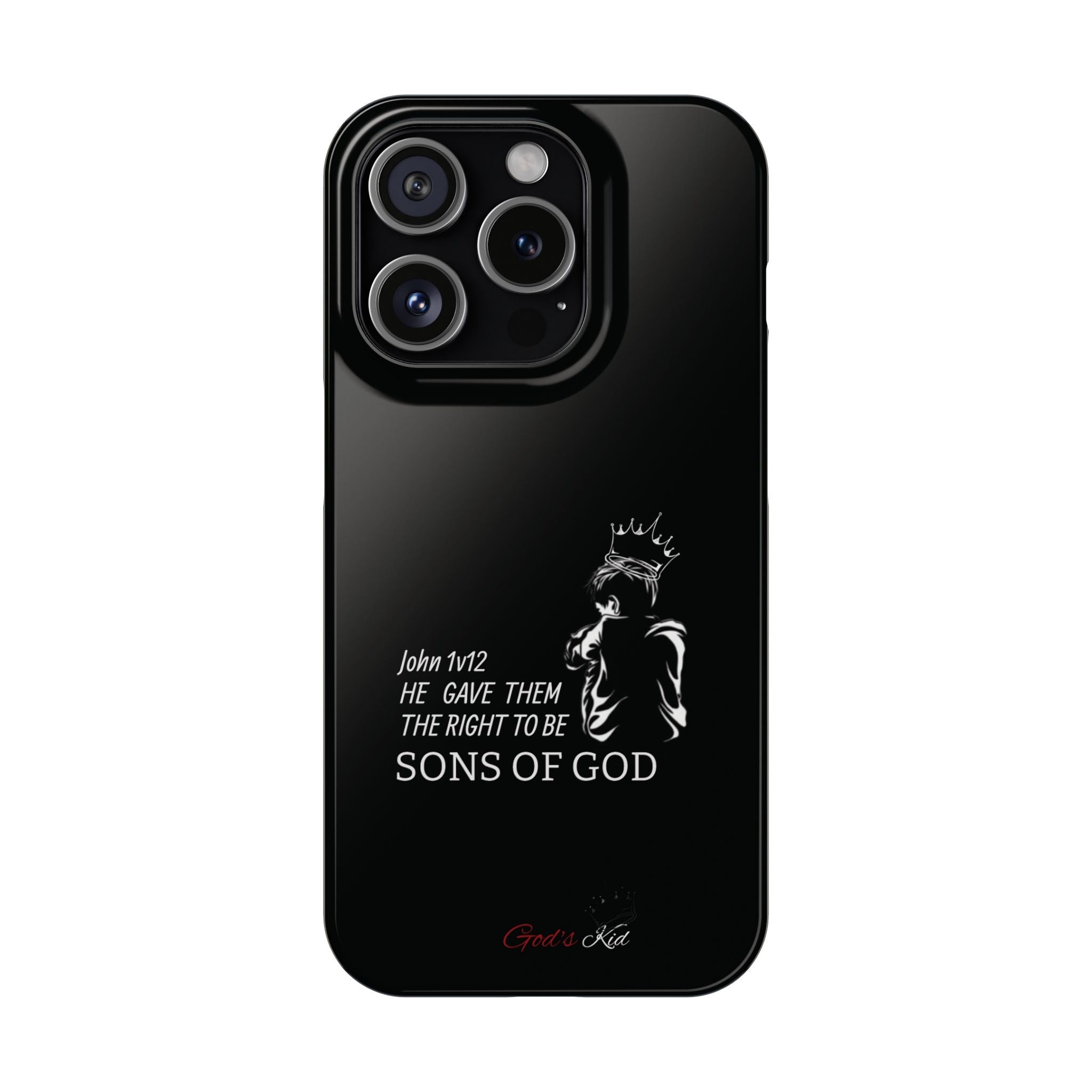 Slim Phone Case - 'God's Kid' Design black - God's Kids Clothing