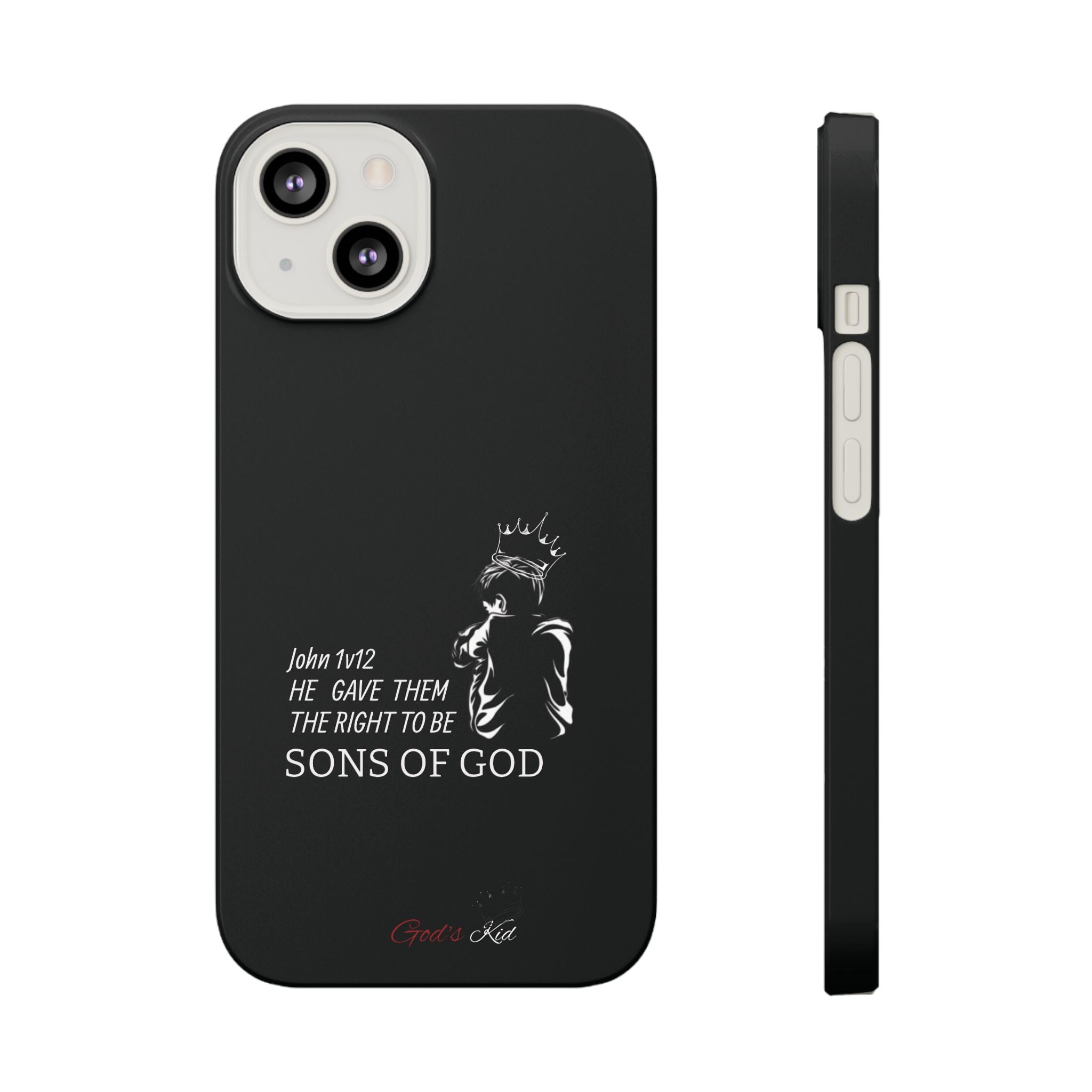 Slim Phone Case - 'God's Kid' Design black - God's Kids Clothing
