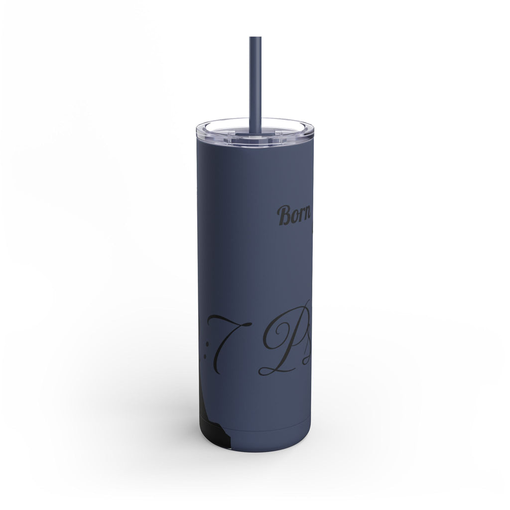 Skinny Matte Tumbler — 20oz Black Insulated Travel Cup (subtle script design) - God's Kids Clothing