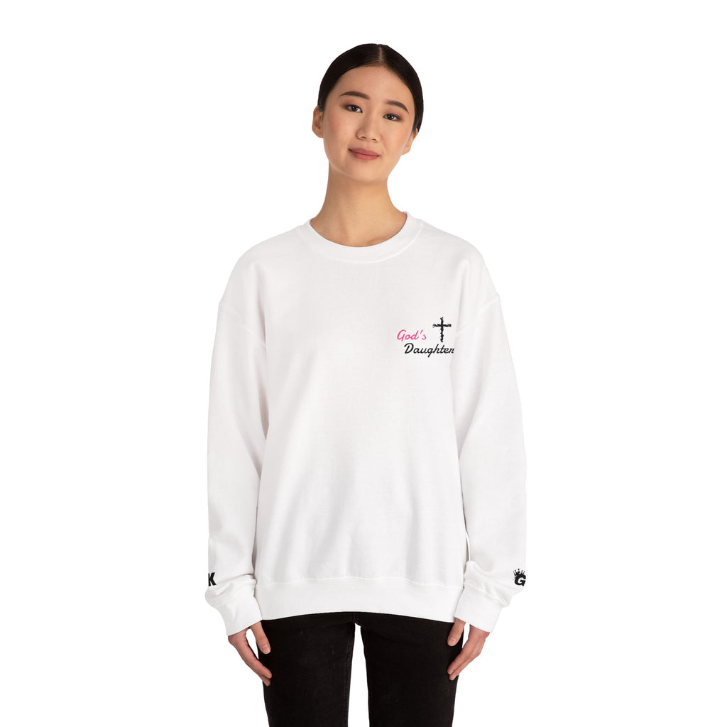 God's Daughter Crewneck Sweatshirt — Christian Faith Cross Pullover - God's Kids Clothing