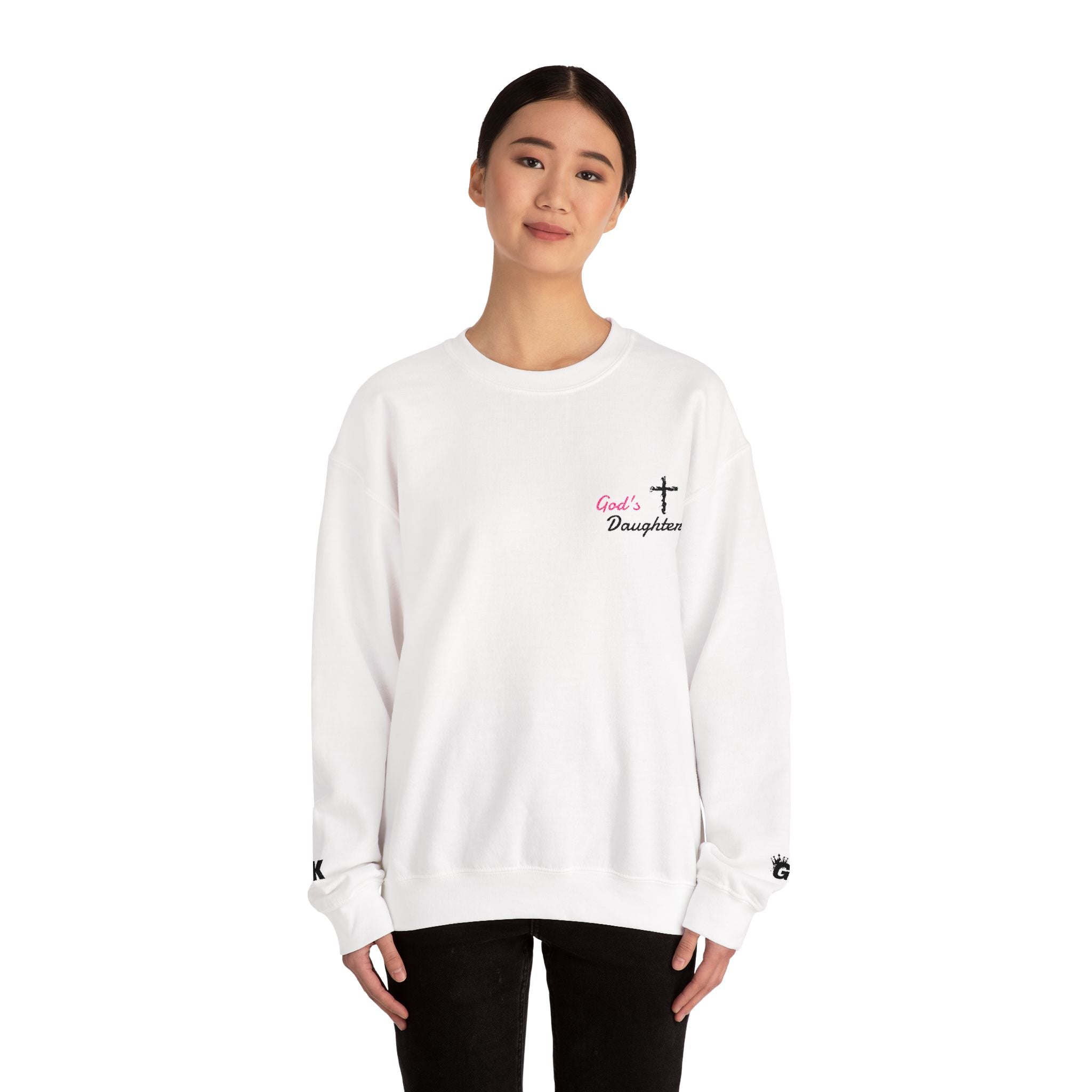 God's Daughter Crewneck Sweatshirt — Christian Faith Cross Pullover - God's Kids Clothing