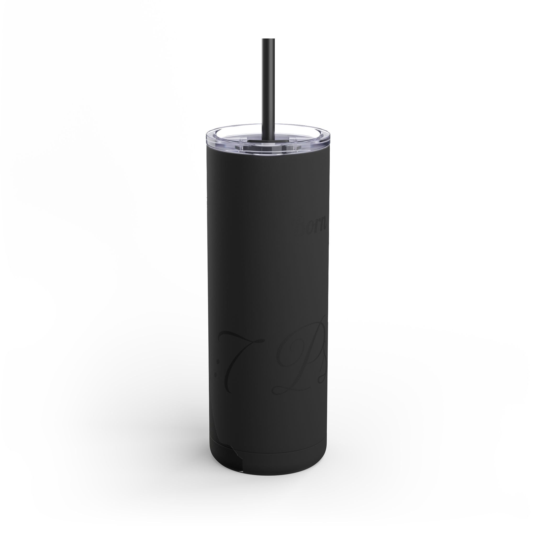 Skinny Matte Tumbler — 20oz Black Insulated Travel Cup (subtle script design) - God's Kids Clothing