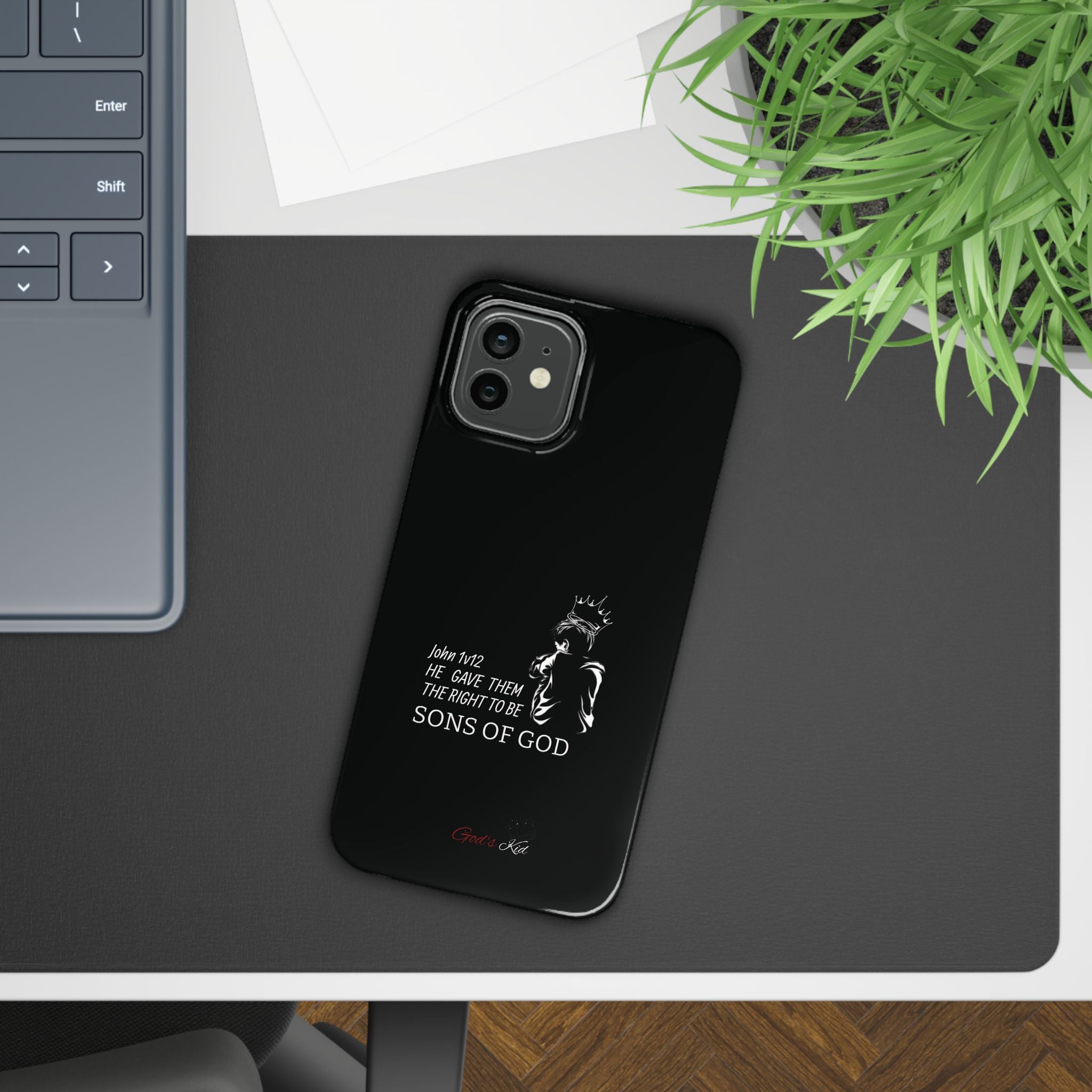 Slim Phone Case - 'God's Kid' Design black - God's Kids Clothing