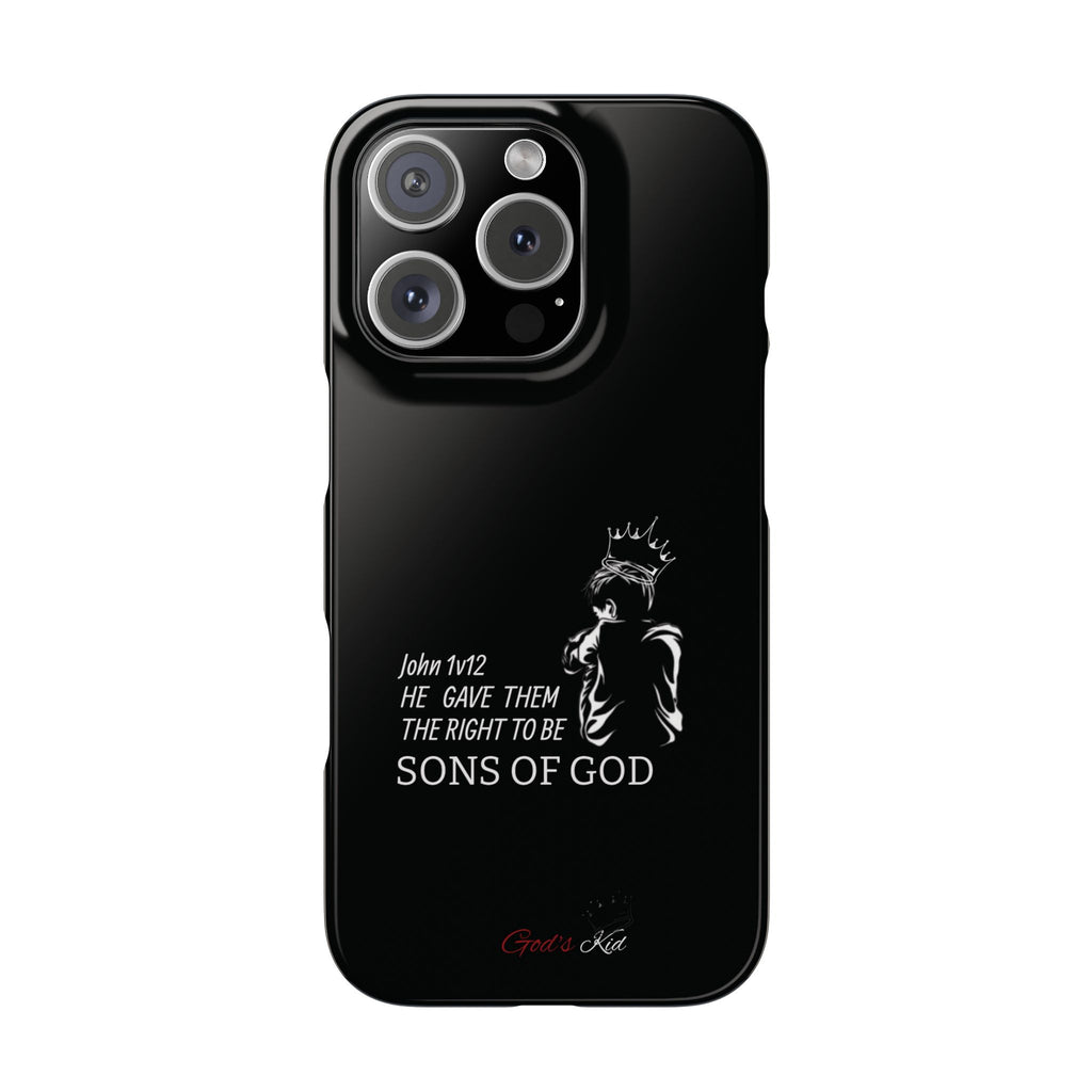 Slim Phone Case - 'God's Kid' Design black - God's Kids Clothing