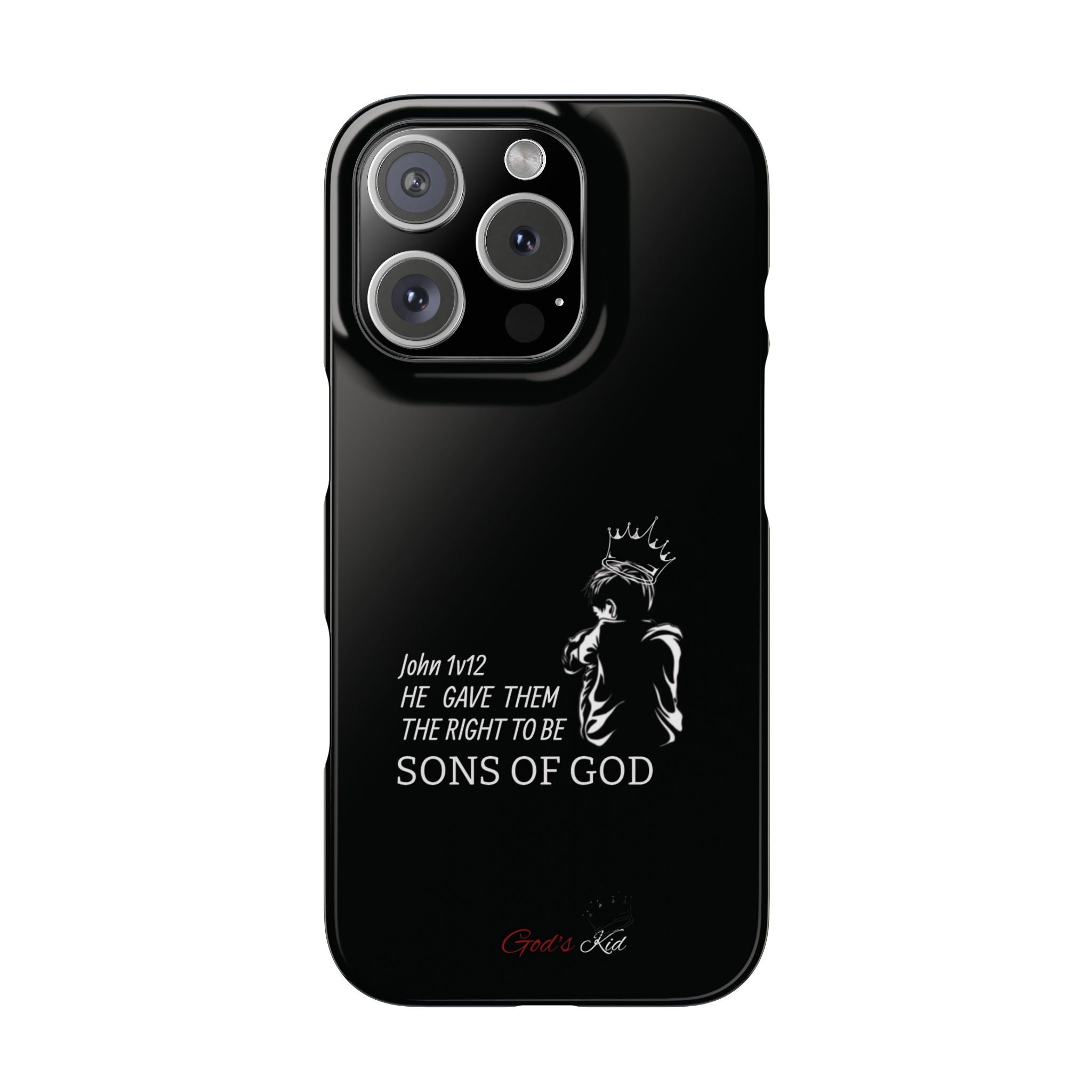 Slim Phone Case - 'God's Kid' Design black - God's Kids Clothing