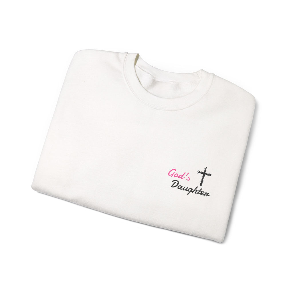 God's Daughter Crewneck Sweatshirt — Christian Faith Cross Pullover - God's Kids Clothing