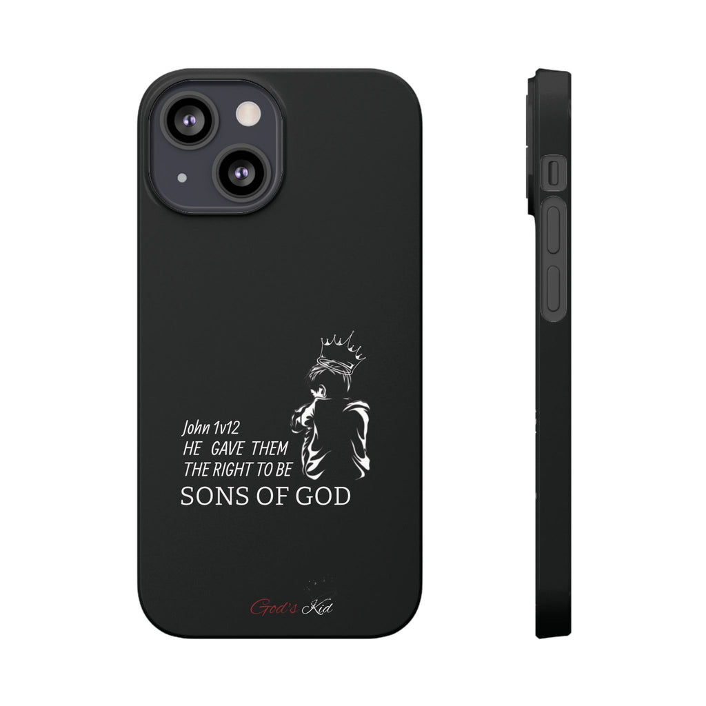 Slim Phone Case - 'God's Kid' Design black - God's Kids Clothing