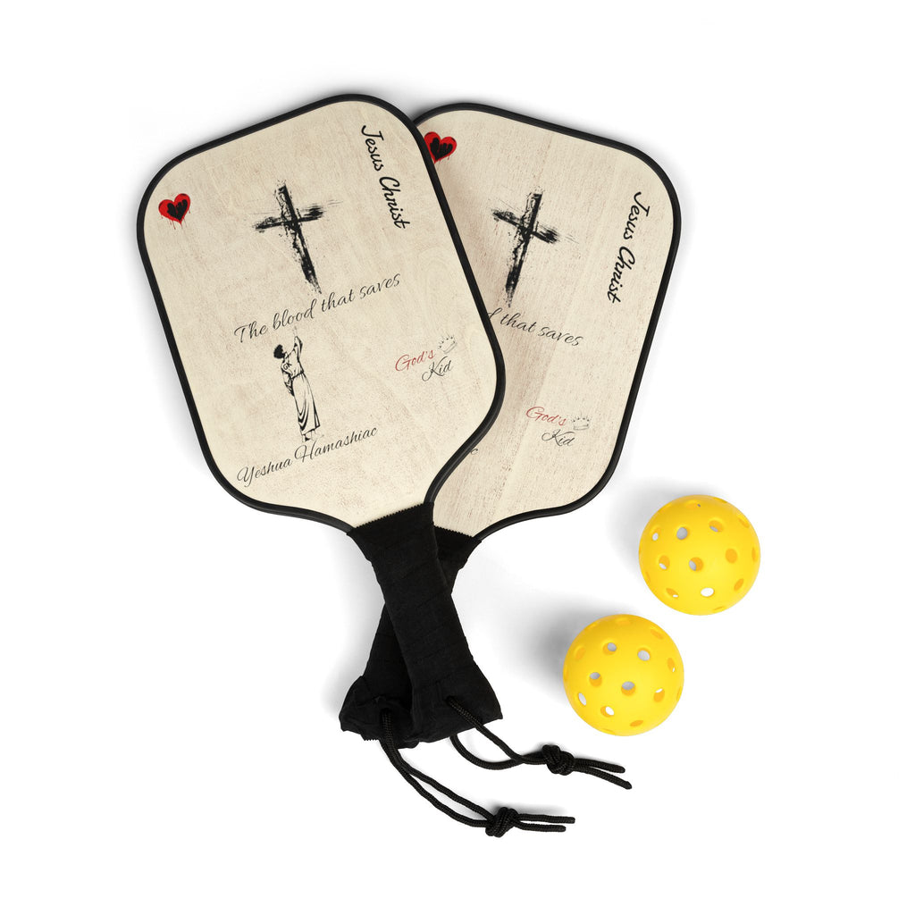 Pickleball Paddle Set — Faith Cross Design (“The blood that saves”)