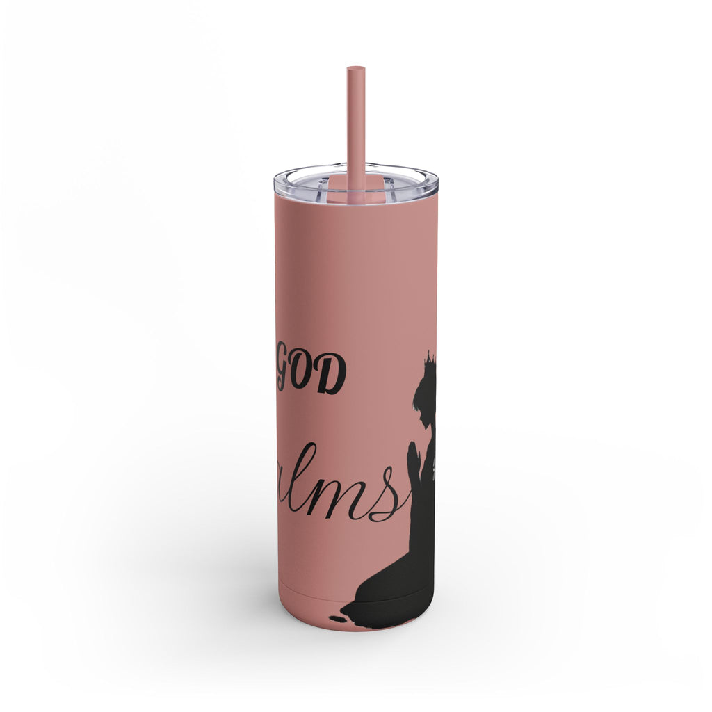 Skinny Matte Tumbler — 20oz Black Insulated Travel Cup (subtle script design) - God's Kids Clothing