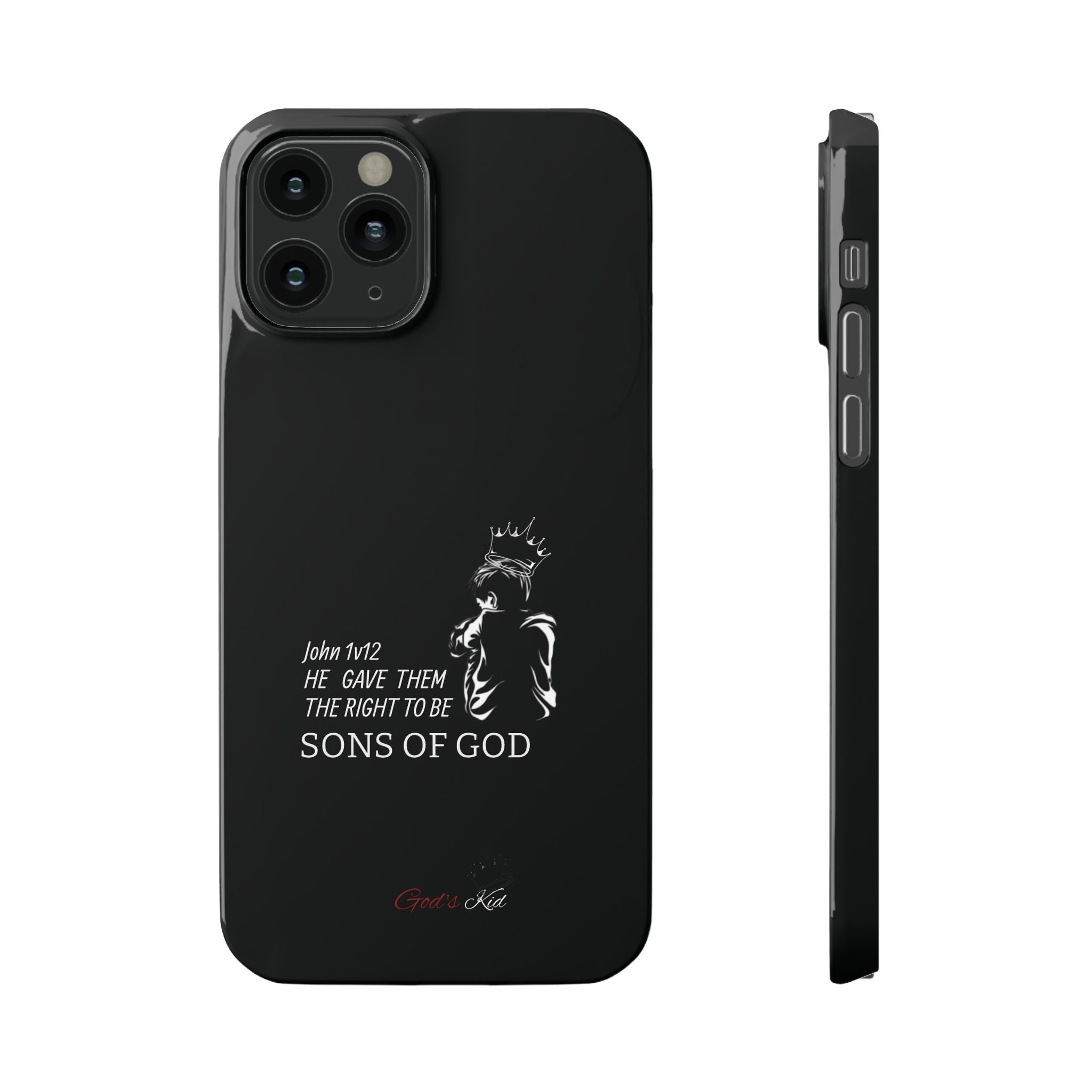 Slim Phone Case - 'God's Kid' Design black - God's Kids Clothing