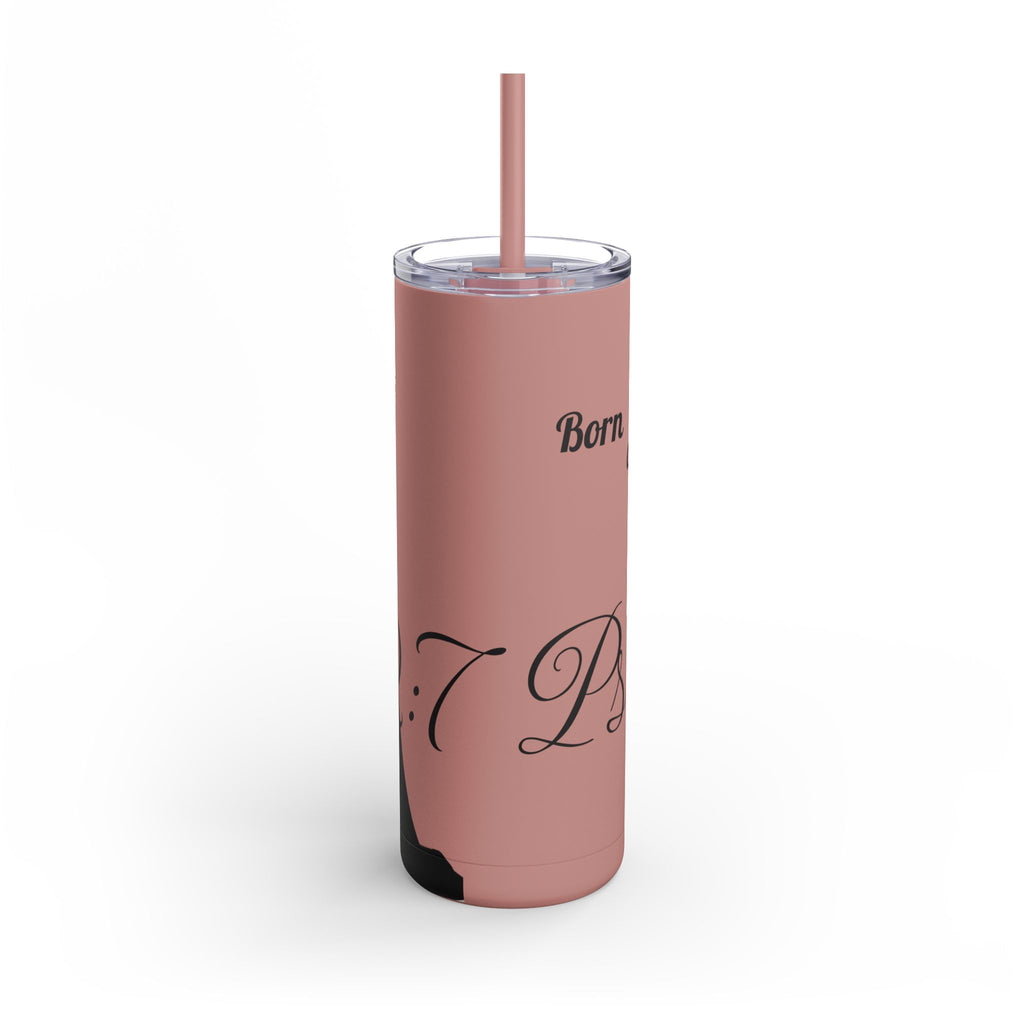 Skinny Matte Tumbler — 20oz Black Insulated Travel Cup (subtle script design) - God's Kids Clothing