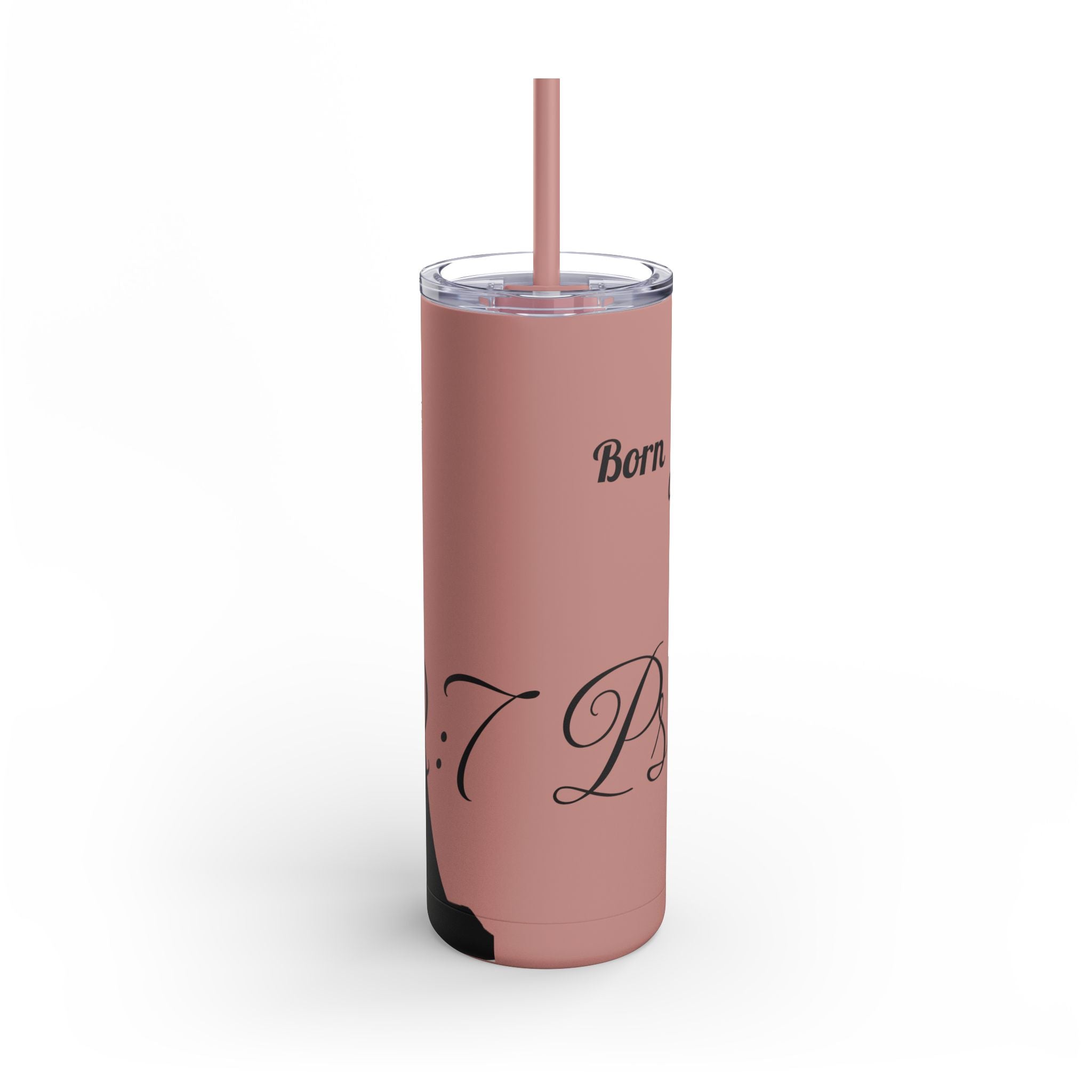 Skinny Matte Tumbler — 20oz Black Insulated Travel Cup (subtle script design) - God's Kids Clothing