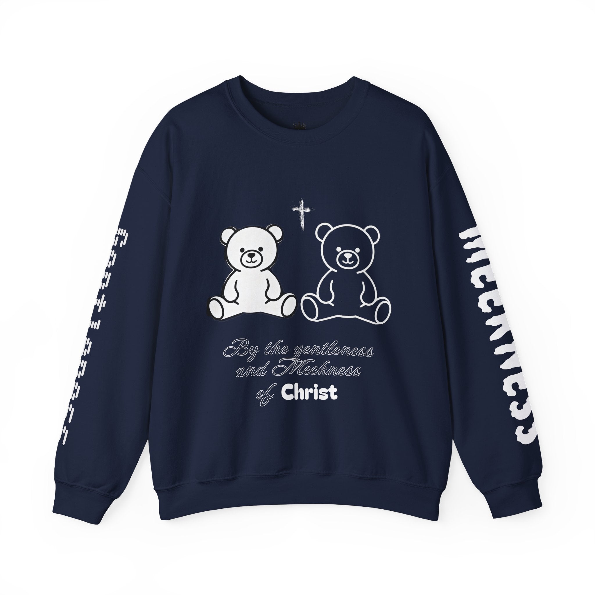 Meekness  Crewneck Sweatshirt — "By the Gentleness and Meekness of Christ" - God's Kids Clothing