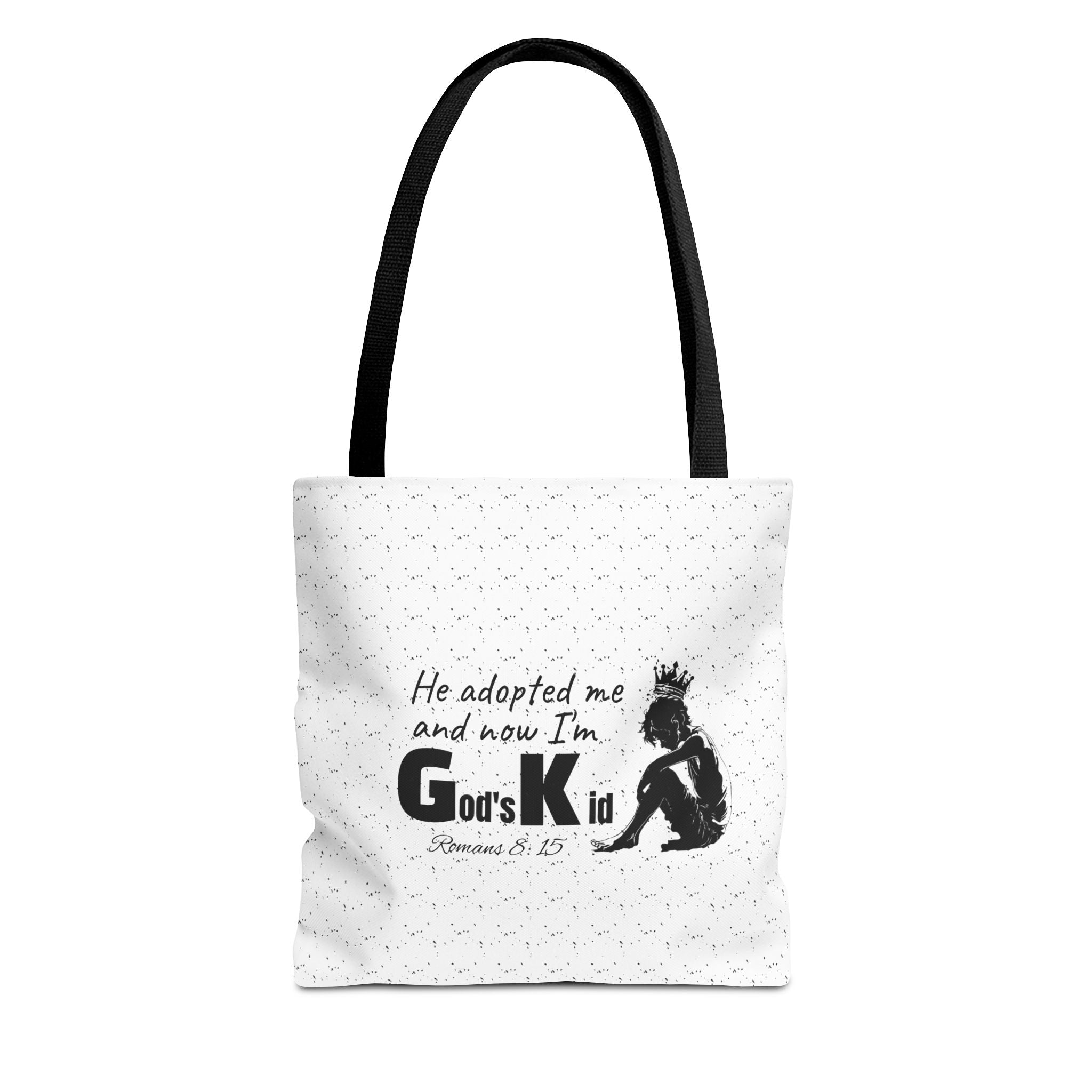 Christian Adoption Tote Bag — "He adopted me and now I'm God's Kid" Inspirational Canvas Tote - God's Kids Clothing