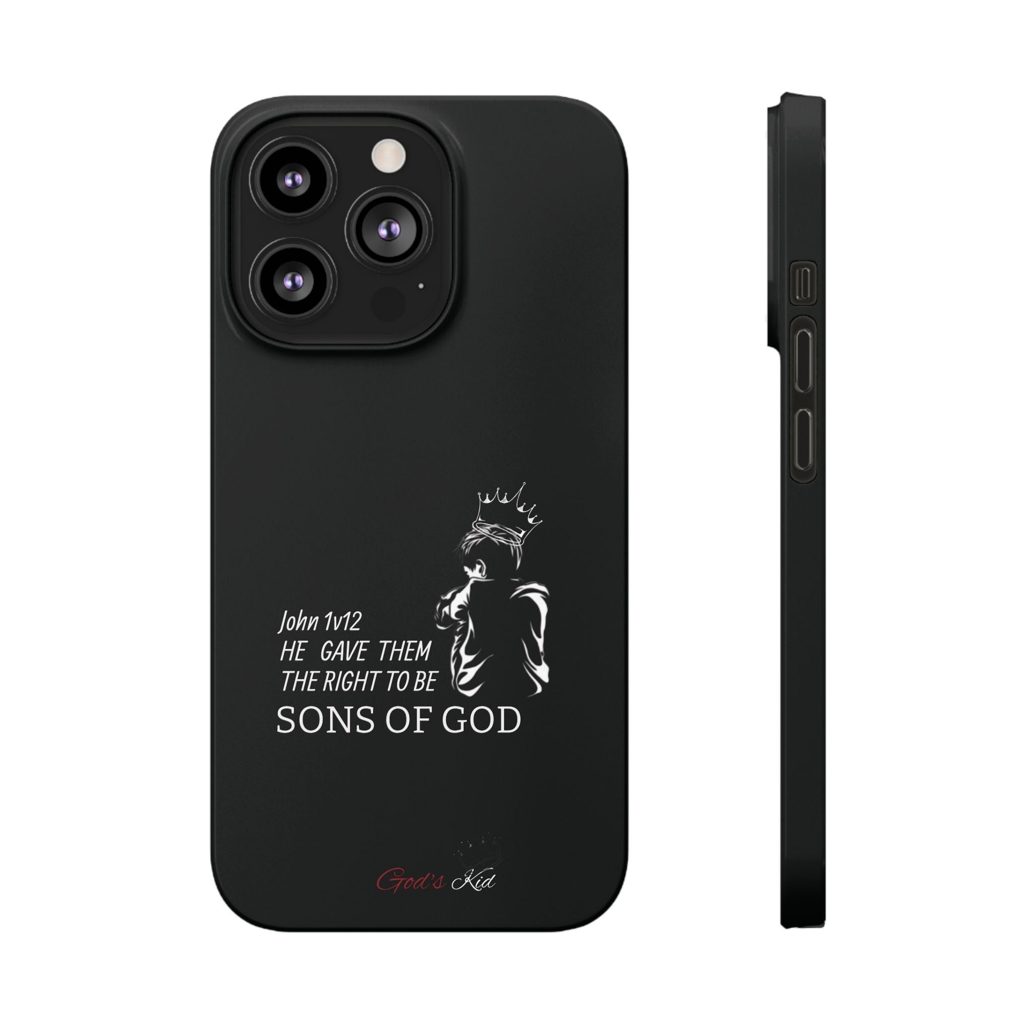 Slim Phone Case - 'God's Kid' Design black - God's Kids Clothing
