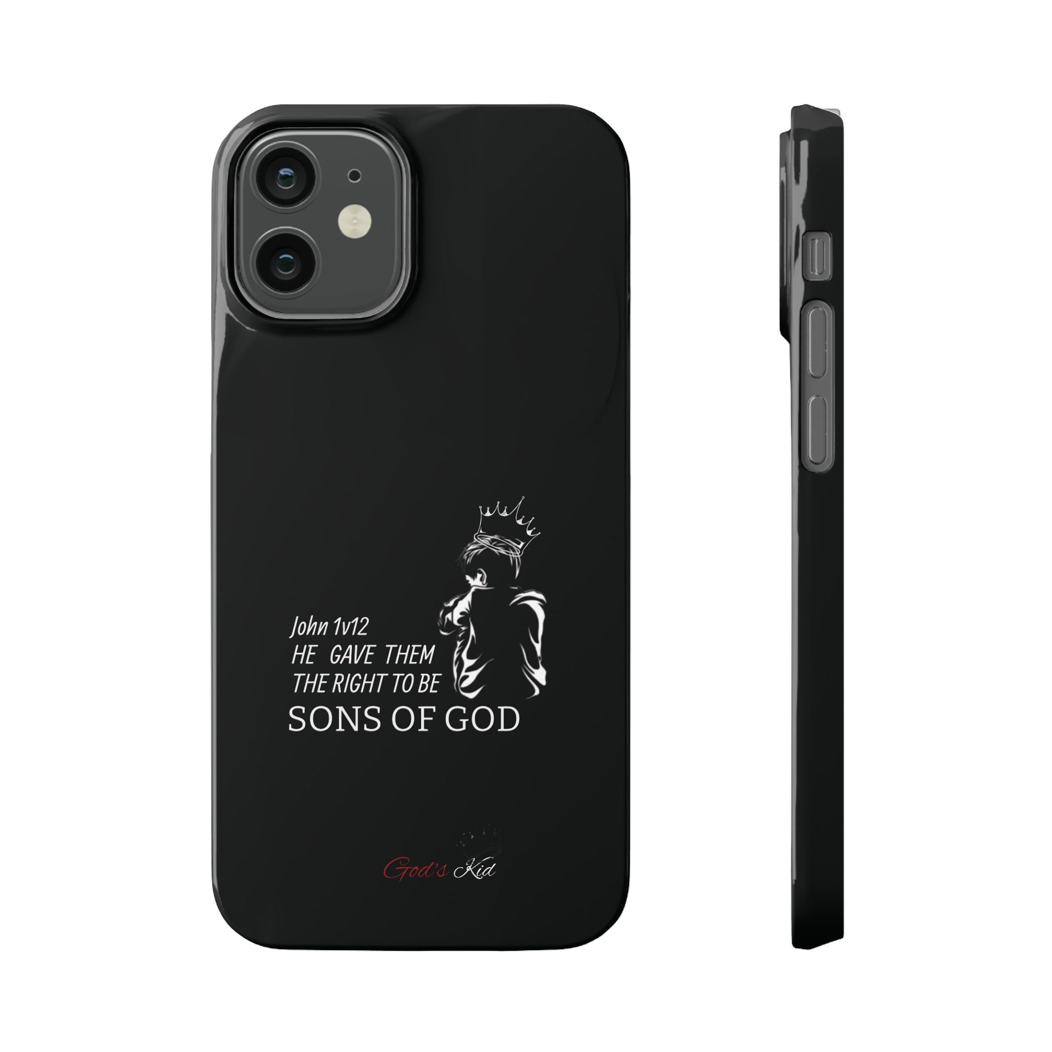 Slim Phone Case - 'God's Kid' Design black - God's Kids Clothing