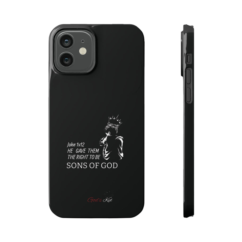Slim Phone Case - 'God's Kid' Design black - God's Kids Clothing