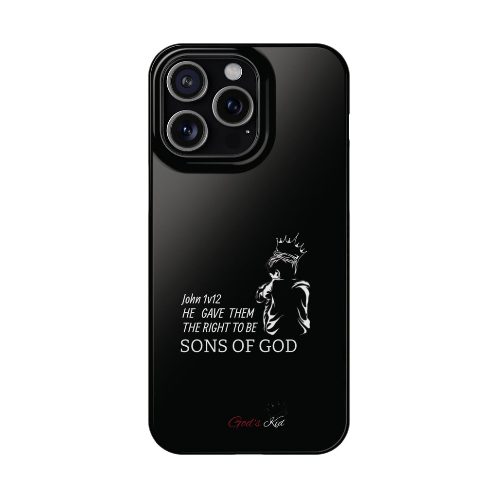 Slim Phone Case - 'God's Kid' Design black - God's Kids Clothing