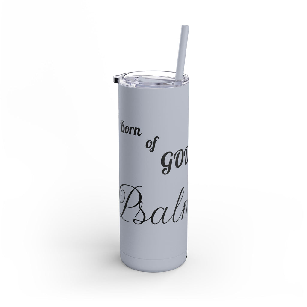 Skinny Matte Tumbler — 20oz Black Insulated Travel Cup (subtle script design) - God's Kids Clothing