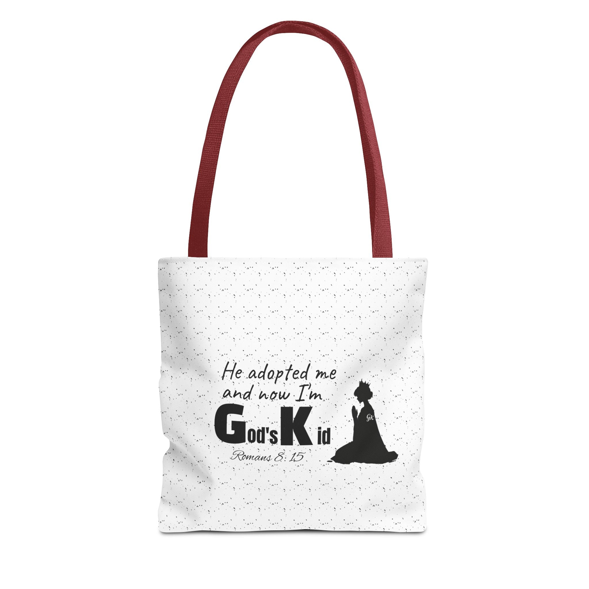 Christian Adoption Tote Bag — "He adopted me and now I'm God's Kid" Inspirational Canvas Tote
