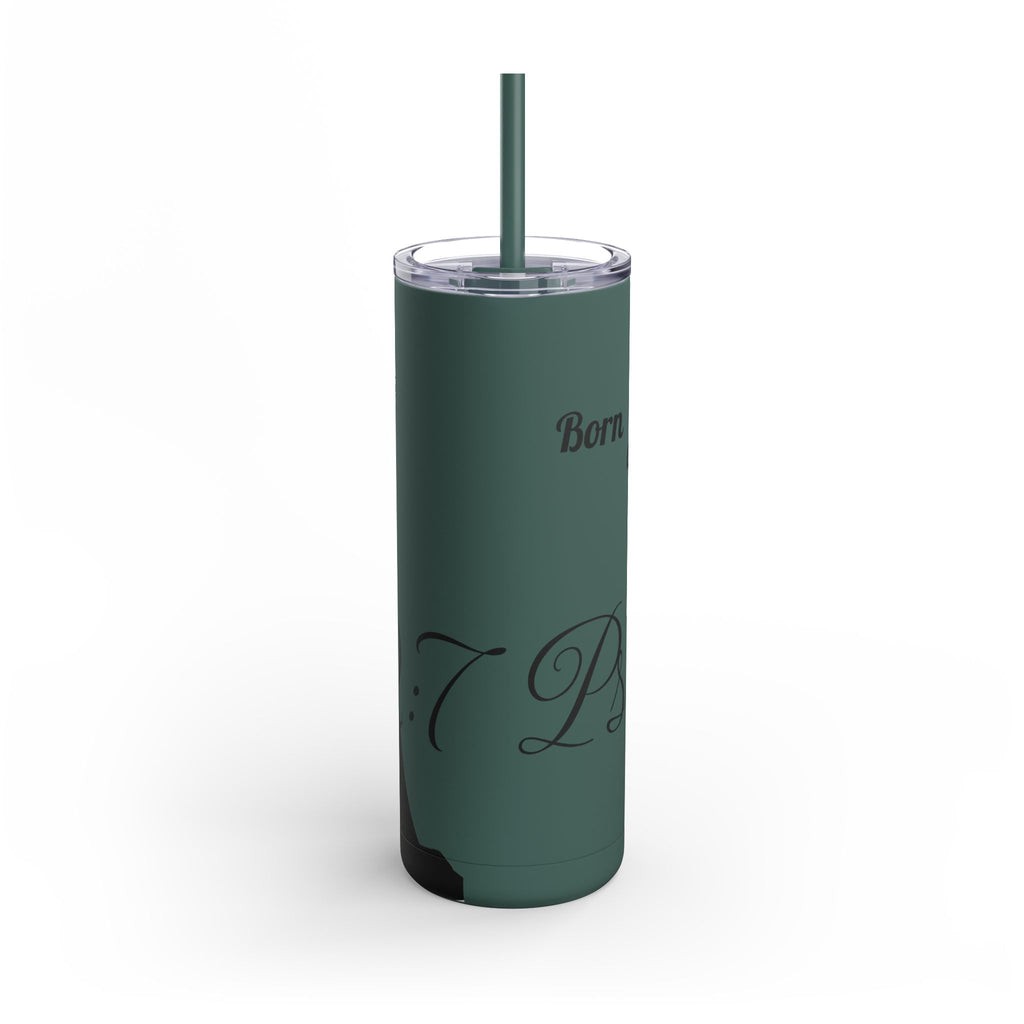 Skinny Matte Tumbler — 20oz Black Insulated Travel Cup (subtle script design) - God's Kids Clothing