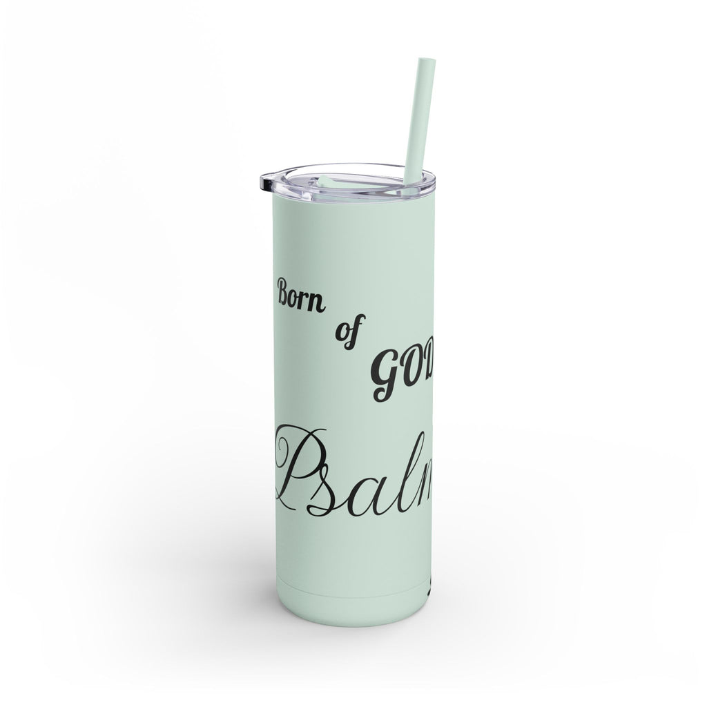 Skinny Matte Tumbler — 20oz Black Insulated Travel Cup (subtle script design) - God's Kids Clothing