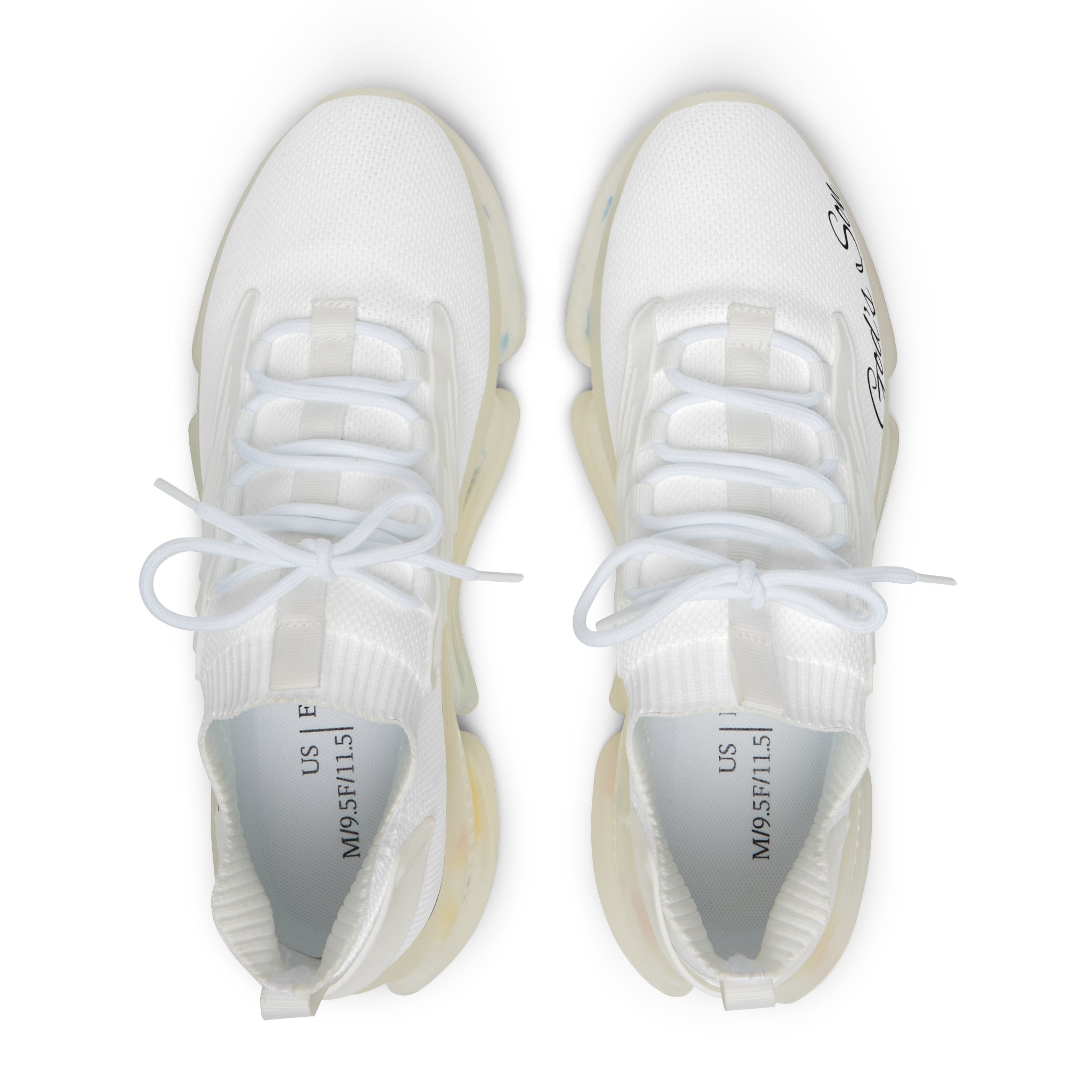 Men's White Mesh Sneakers — 'God's Son' Text Casual Athletic Shoes