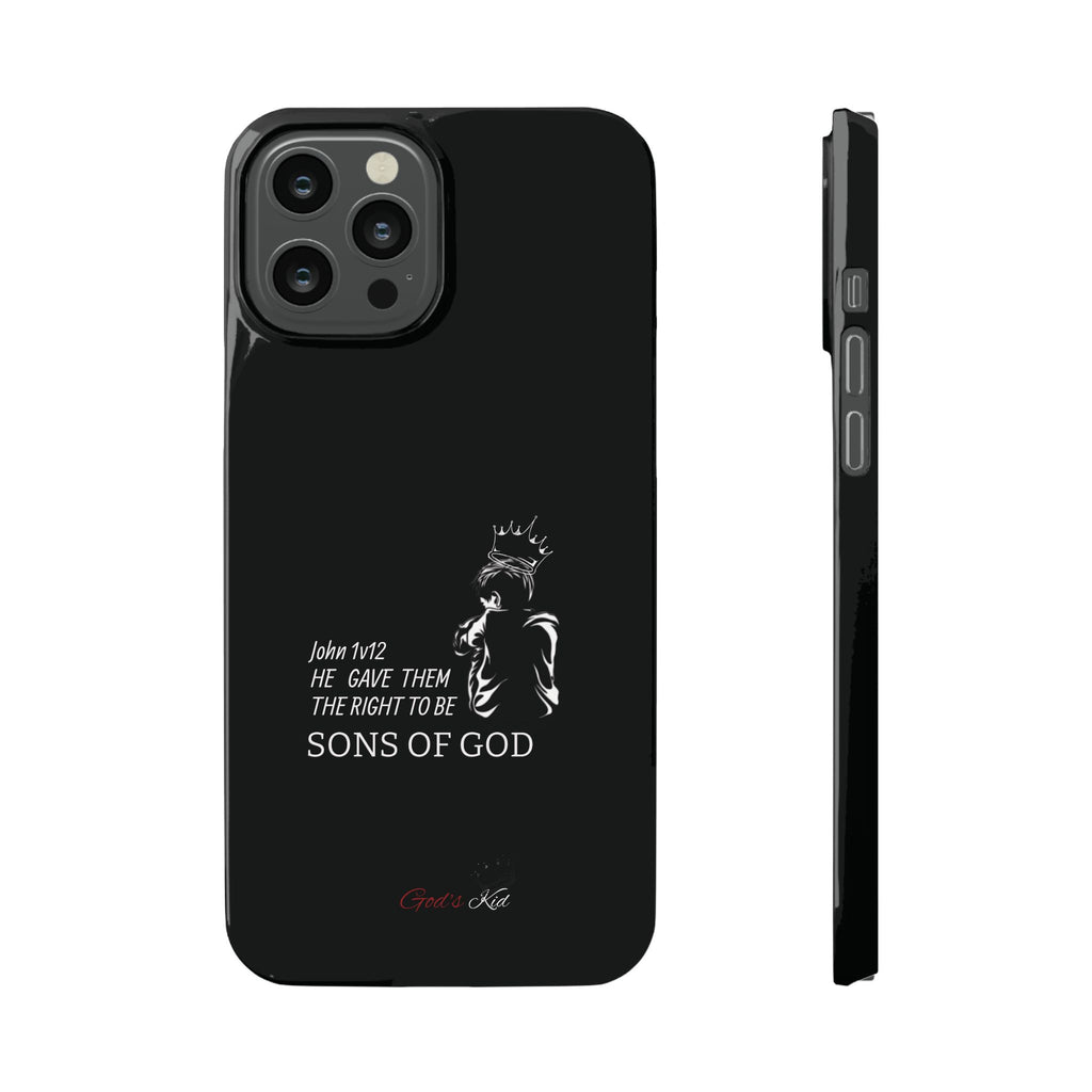 Slim Phone Case - 'God's Kid' Design black - God's Kids Clothing