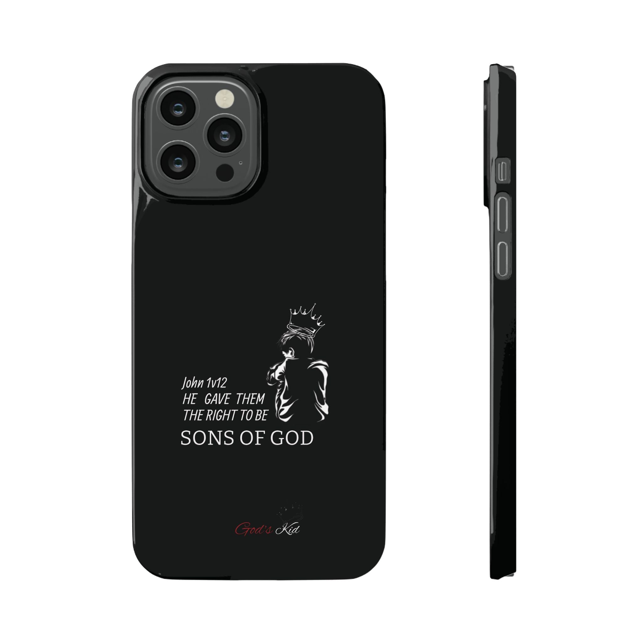 Slim Phone Case - 'God's Kid' Design black - God's Kids Clothing