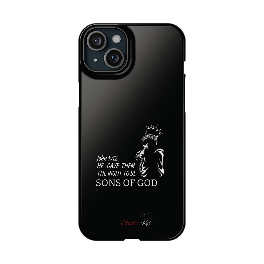 Slim Phone Case - 'God's Kid' Design black - God's Kids Clothing