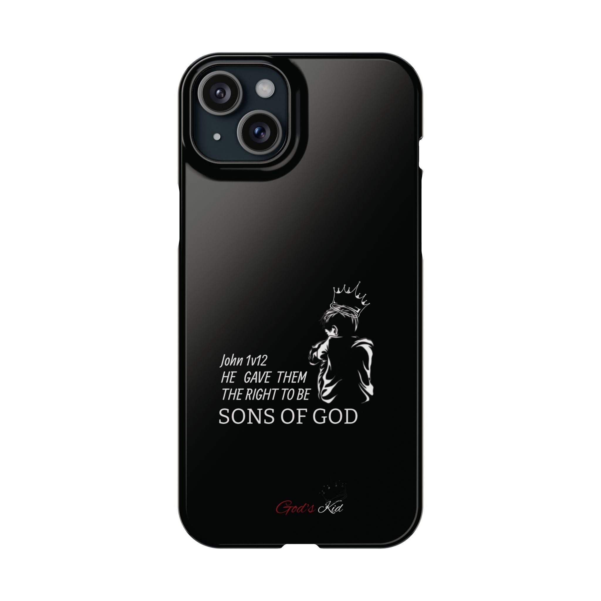 Slim Phone Case - 'God's Kid' Design black - God's Kids Clothing