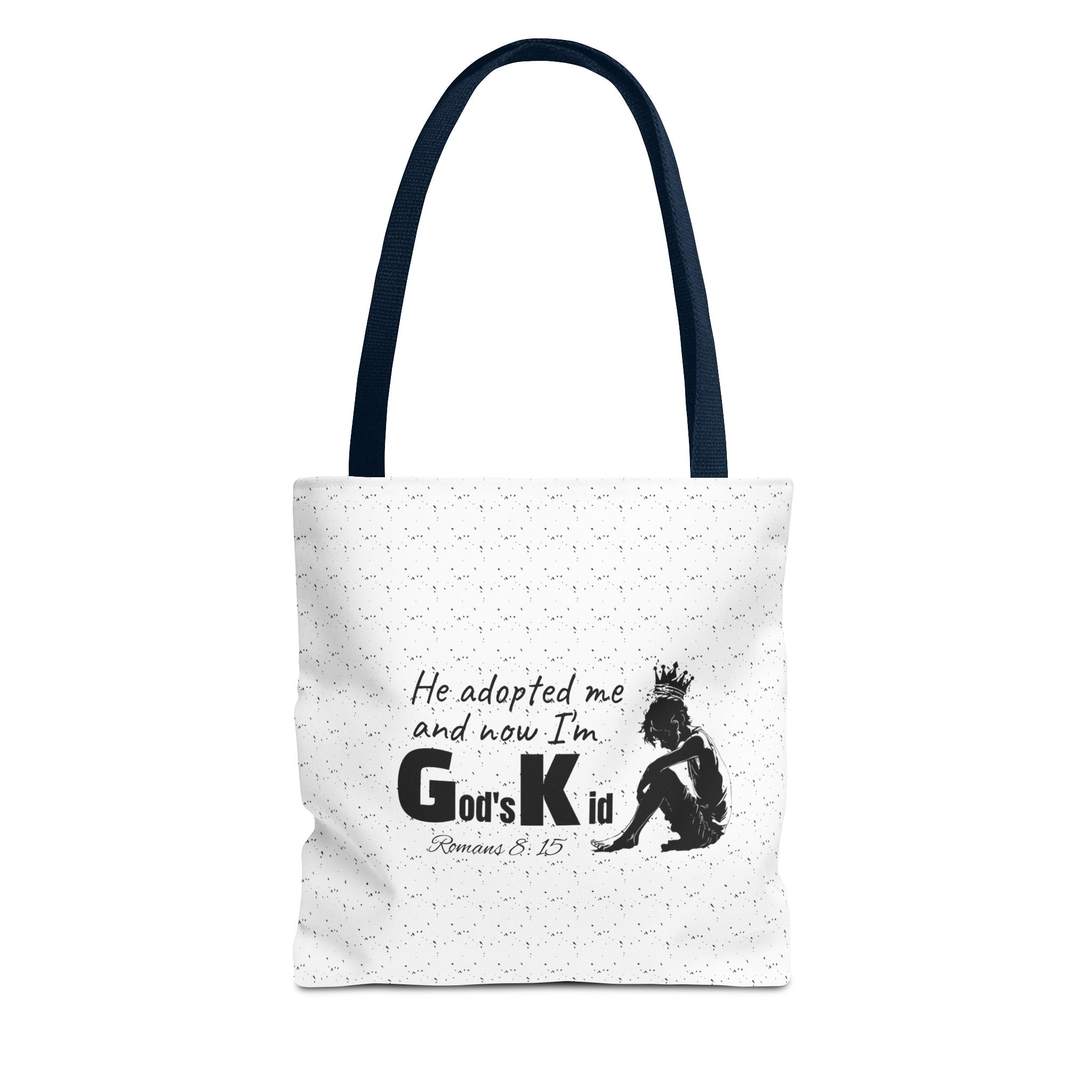 Christian Adoption Tote Bag — "He adopted me and now I'm God's Kid" Inspirational Canvas Tote - God's Kids Clothing