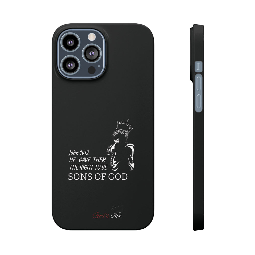 Slim Phone Case - 'God's Kid' Design black - God's Kids Clothing