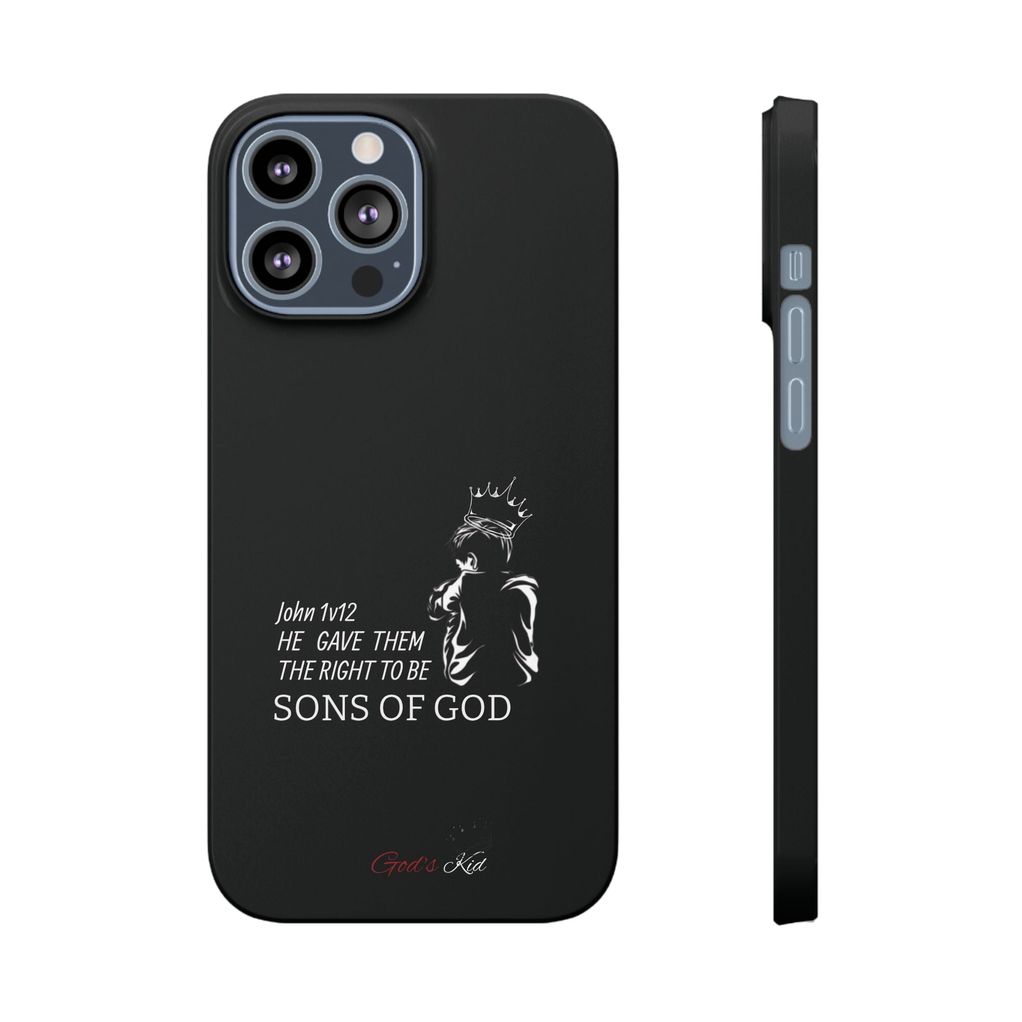 Slim Phone Case - 'God's Kid' Design black - God's Kids Clothing