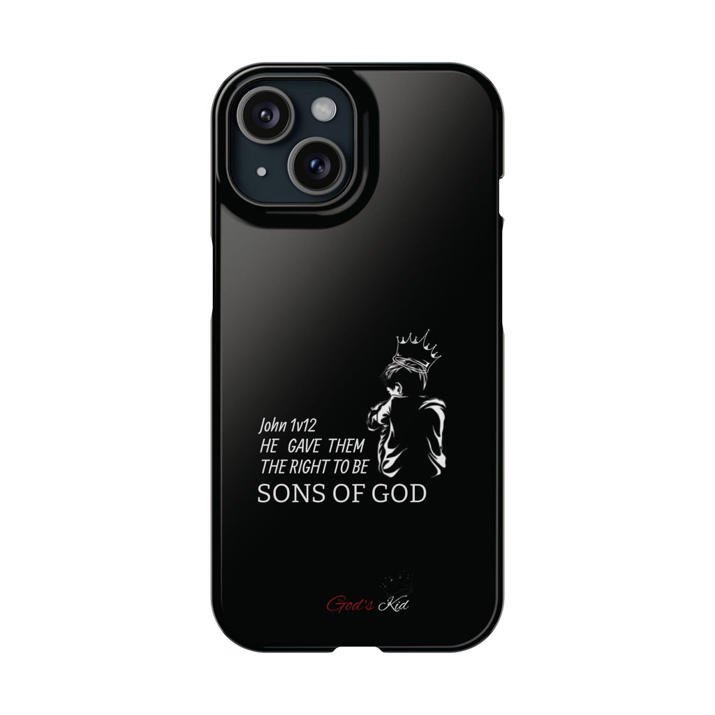 Slim Phone Case - 'God's Kid' Design black - God's Kids Clothing