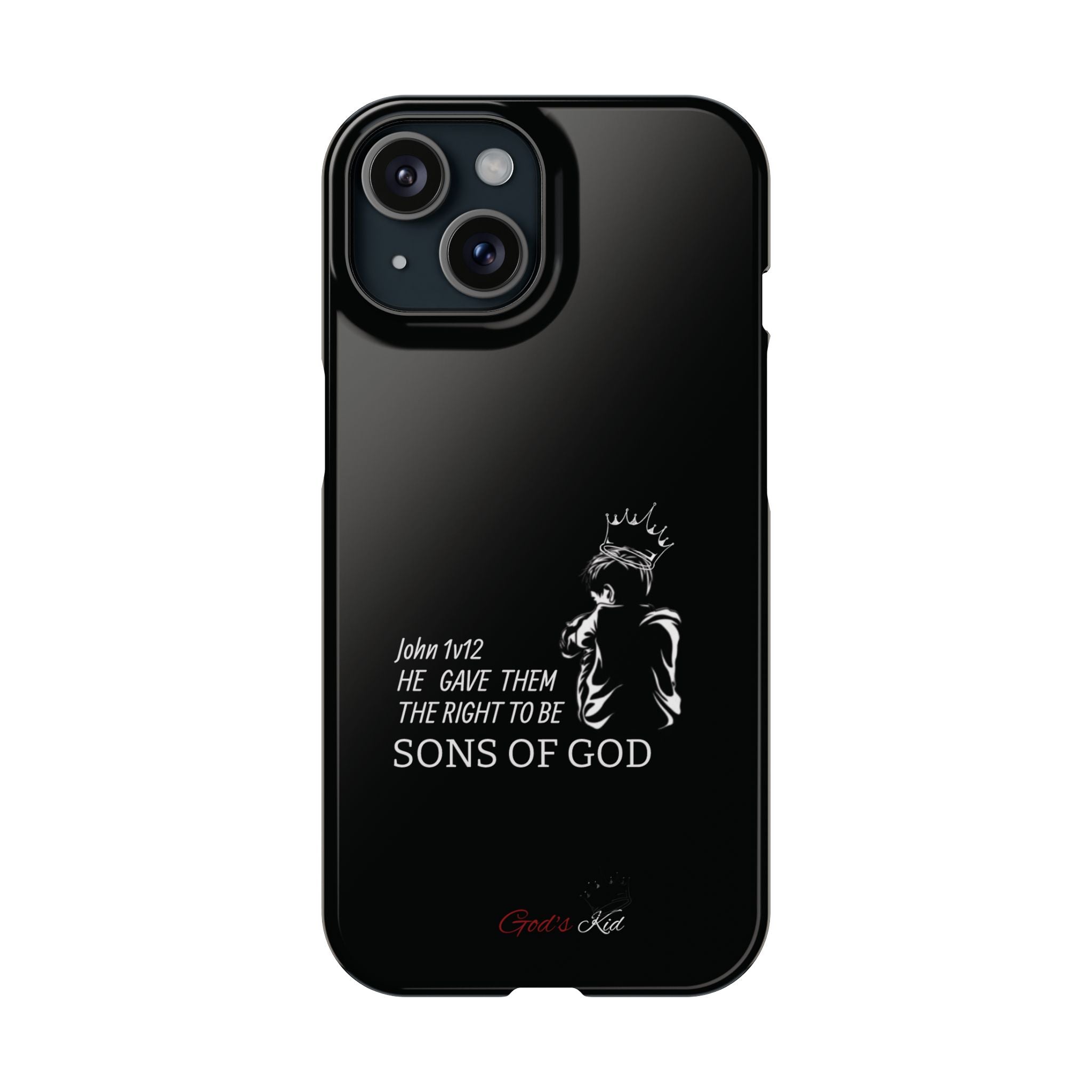 Slim Phone Case - 'God's Kid' Design black - God's Kids Clothing