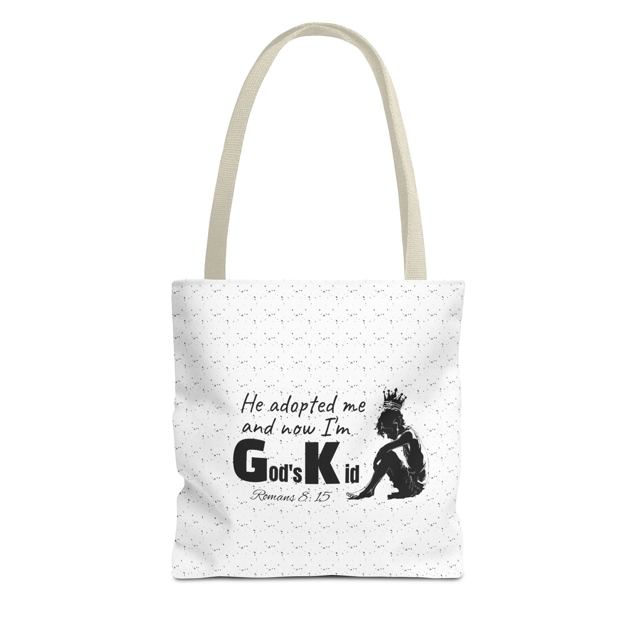 Christian Adoption Tote Bag — "He adopted me and now I'm God's Kid" Inspirational Canvas Tote - God's Kids Clothing