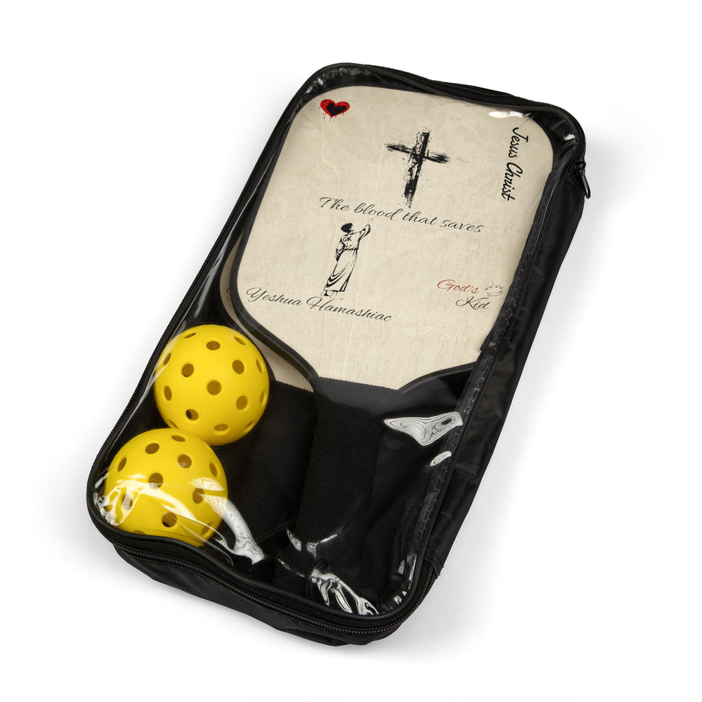 Pickleball Paddle Set — Faith Cross Design (“The blood that saves”)