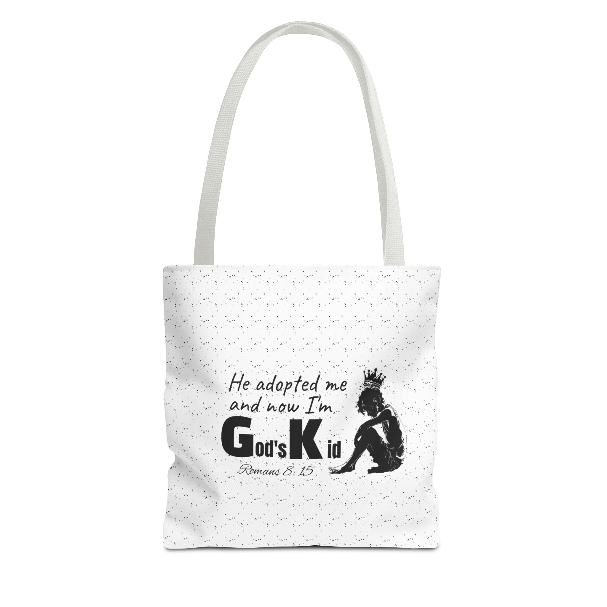 Christian Adoption Tote Bag — "He adopted me and now I'm God's Kid" Inspirational Canvas Tote - God's Kids Clothing