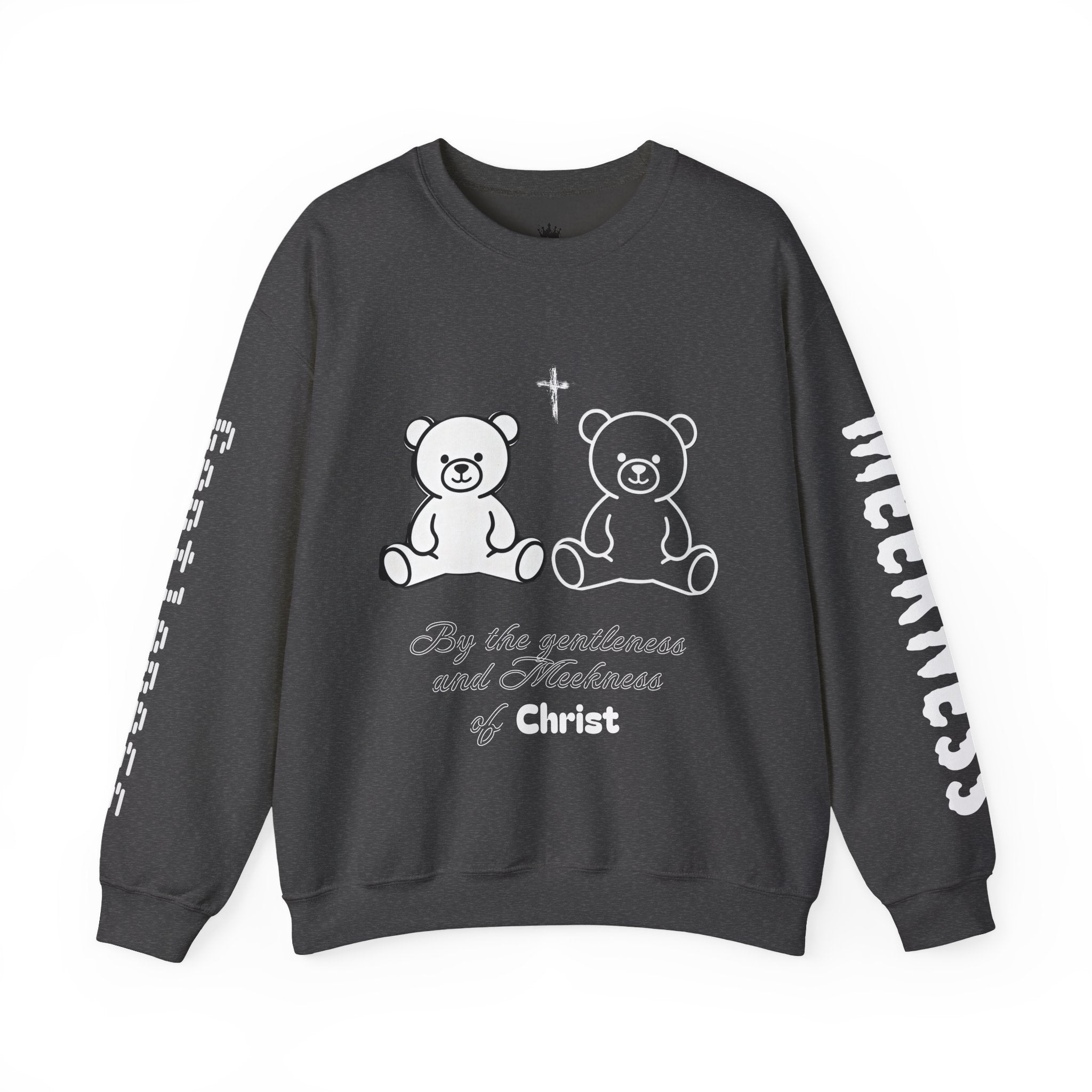 Meekness  Crewneck Sweatshirt — "By the Gentleness and Meekness of Christ" - God's Kids Clothing