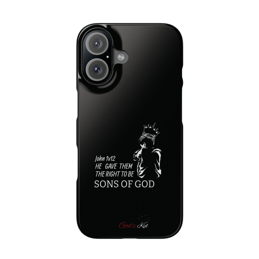 Slim Phone Case - 'God's Kid' Design black - God's Kids Clothing