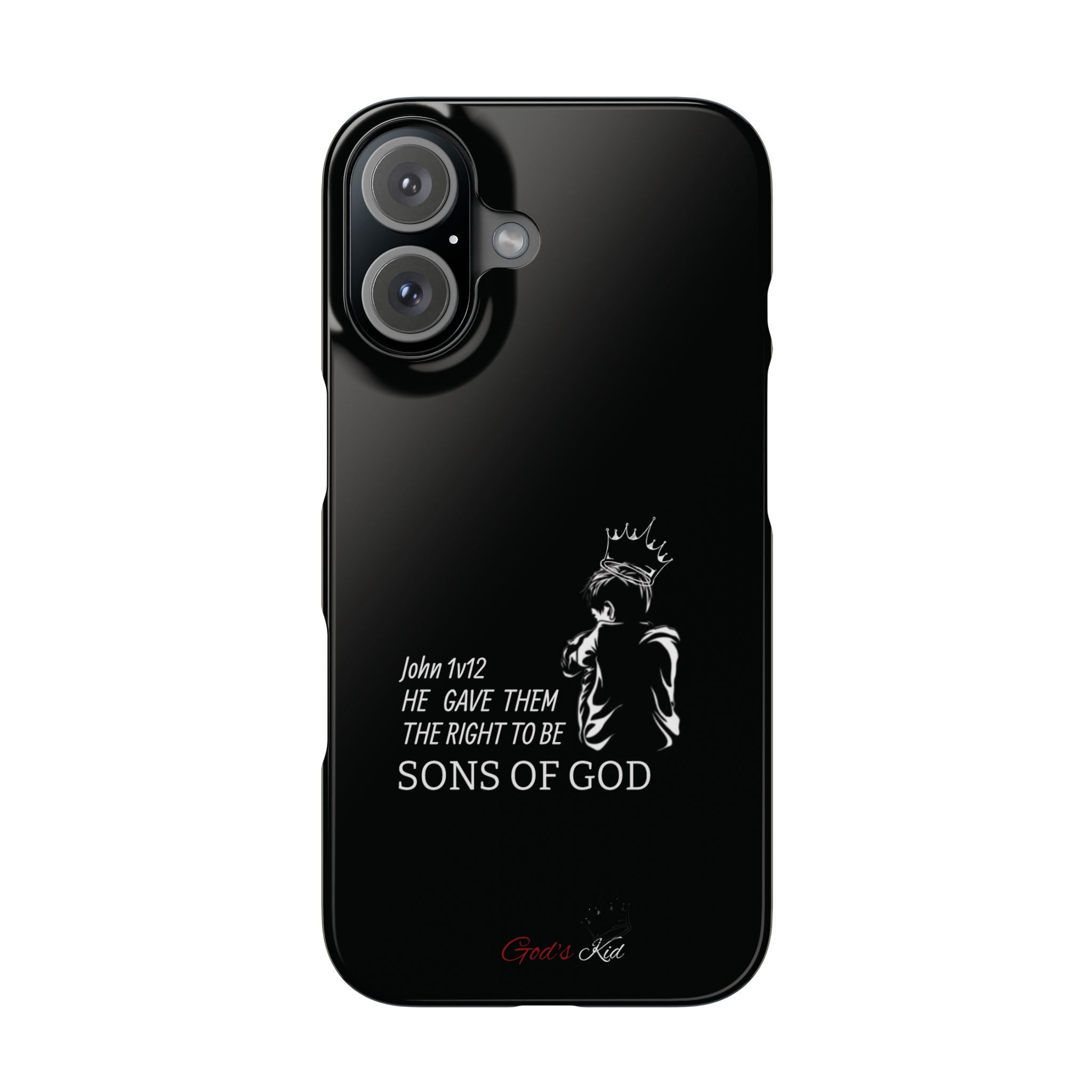 Slim Phone Case - 'God's Kid' Design black - God's Kids Clothing