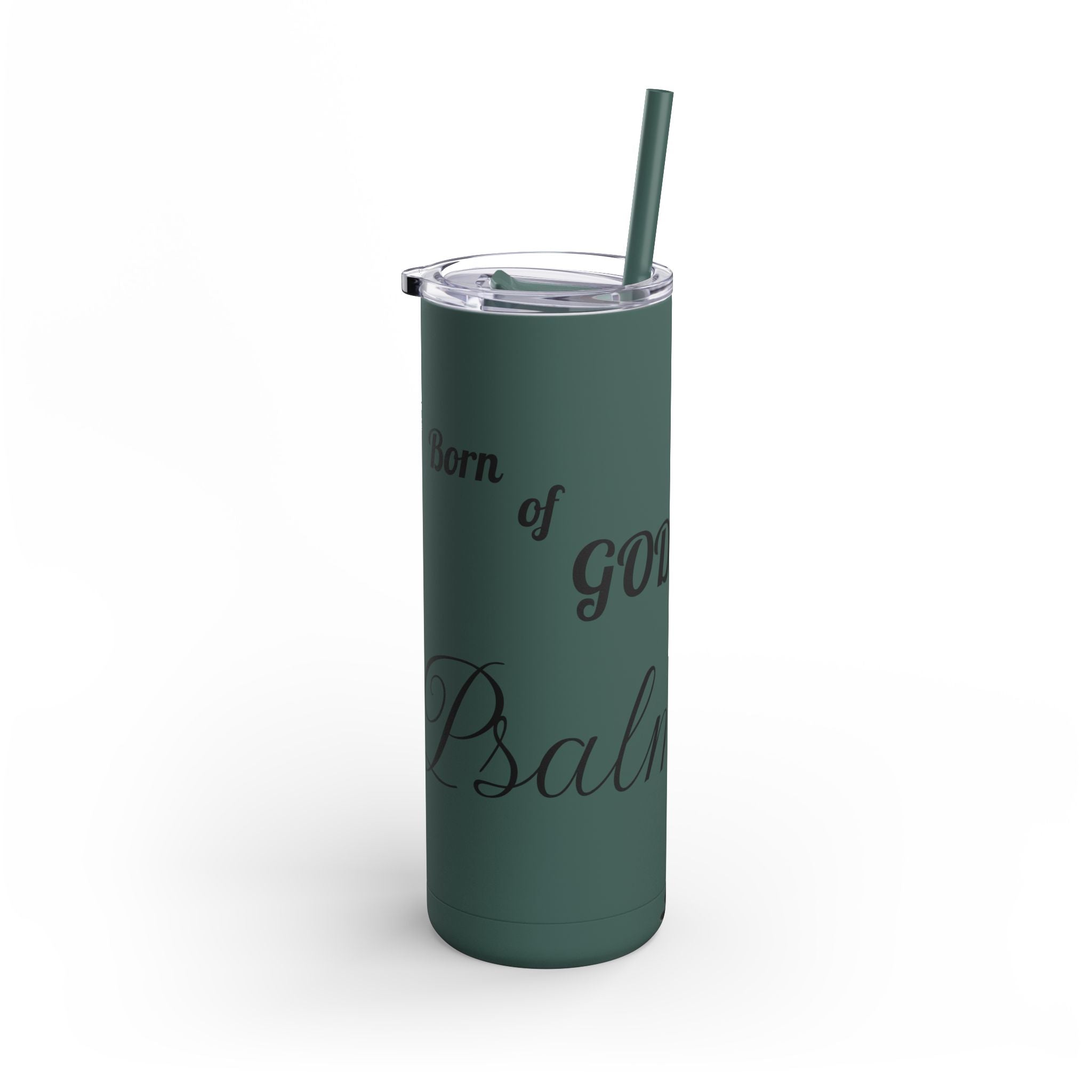 Skinny Matte Tumbler — 20oz Black Insulated Travel Cup (subtle script design) - God's Kids Clothing