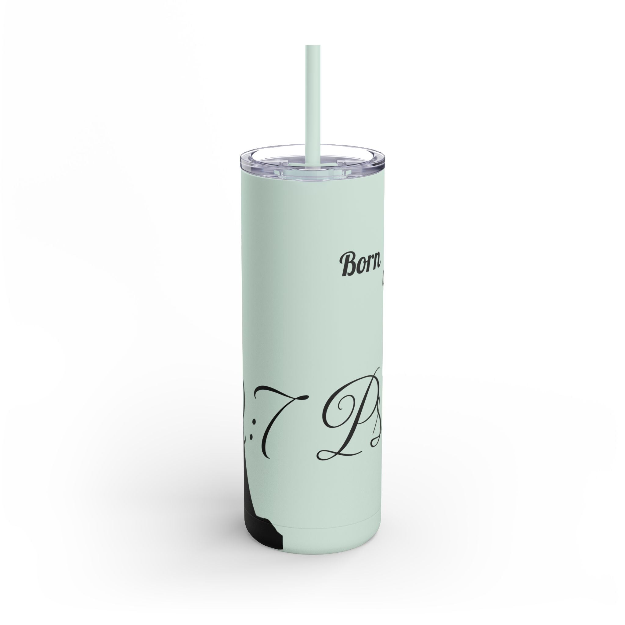 Skinny Matte Tumbler — 20oz Black Insulated Travel Cup (subtle script design) - God's Kids Clothing