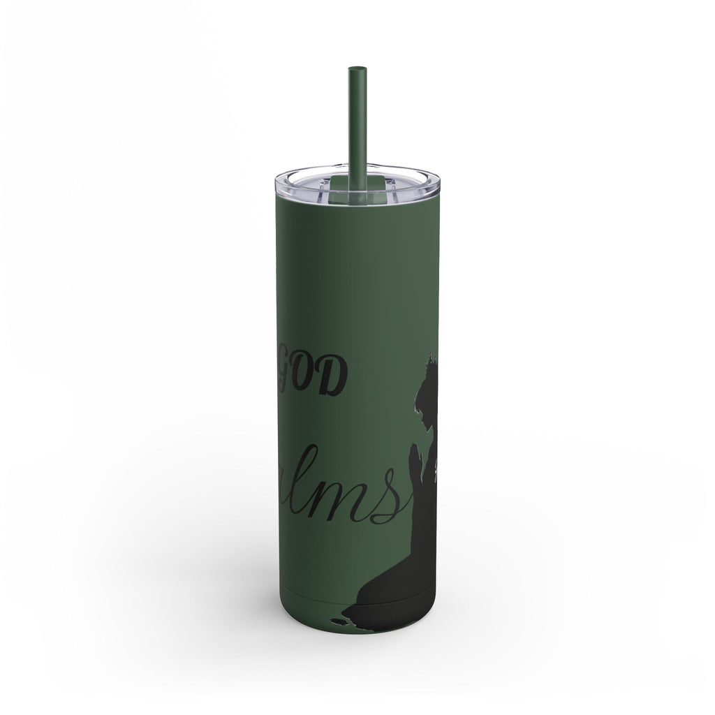 Skinny Matte Tumbler — 20oz Black Insulated Travel Cup (subtle script design) - God's Kids Clothing