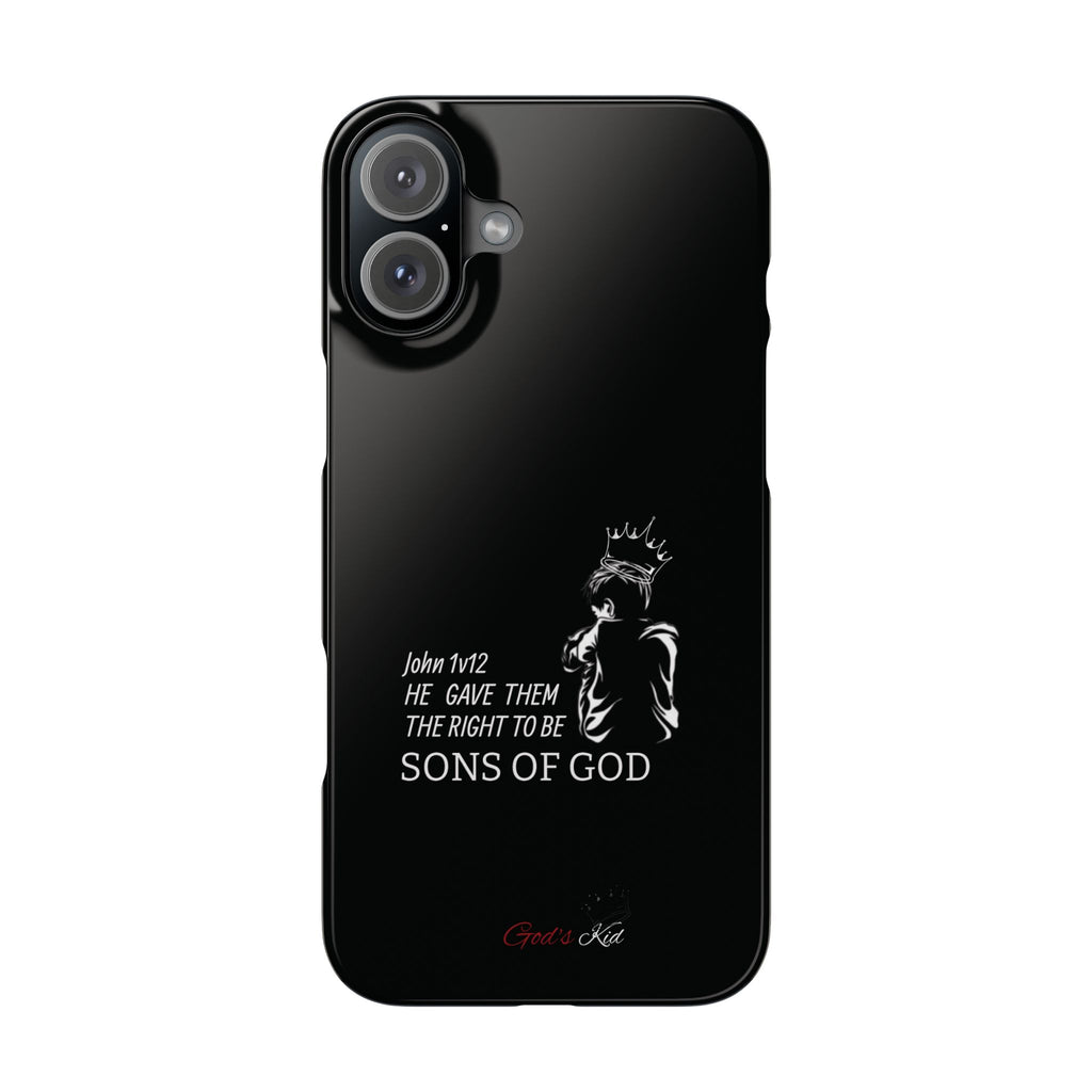 Slim Phone Case - 'God's Kid' Design black - God's Kids Clothing